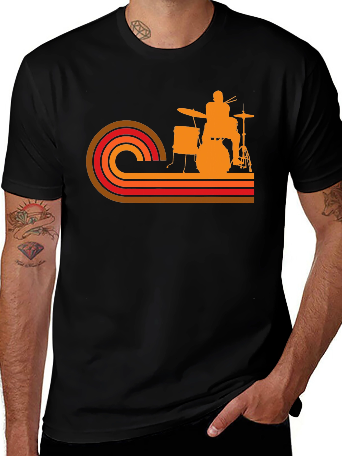 Variant 12 of Retro Drummer Silhouette T-Shirt