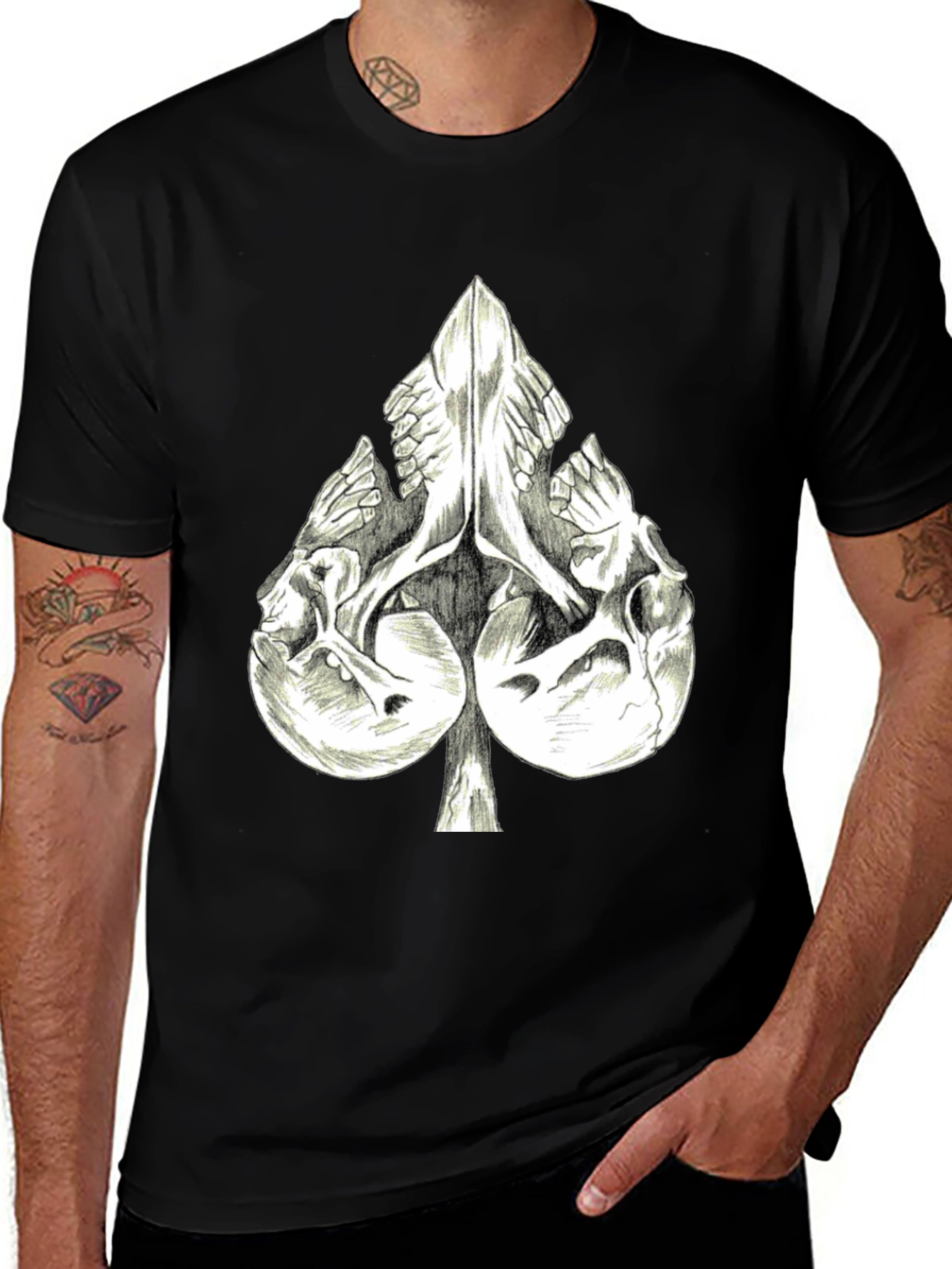 Variant 6 of Skull Spade Graphic Tee - Unique Design
