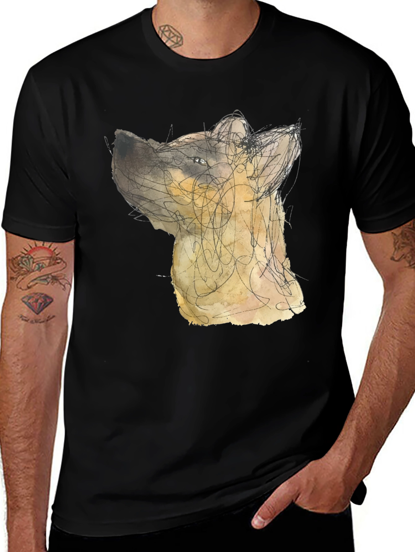 Variant 9 of Abstract Dog Art Black T-Shirt