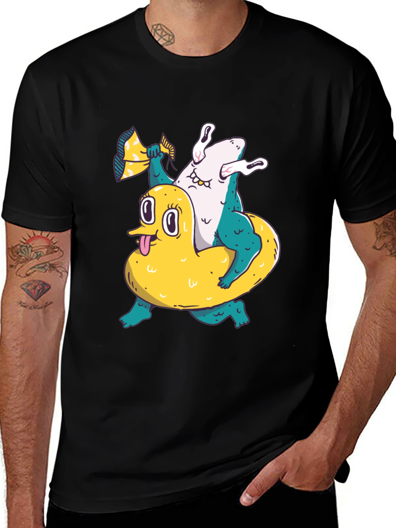 Variant 17 of Duck & Shark T-Shirt - Unique Graphic Tee