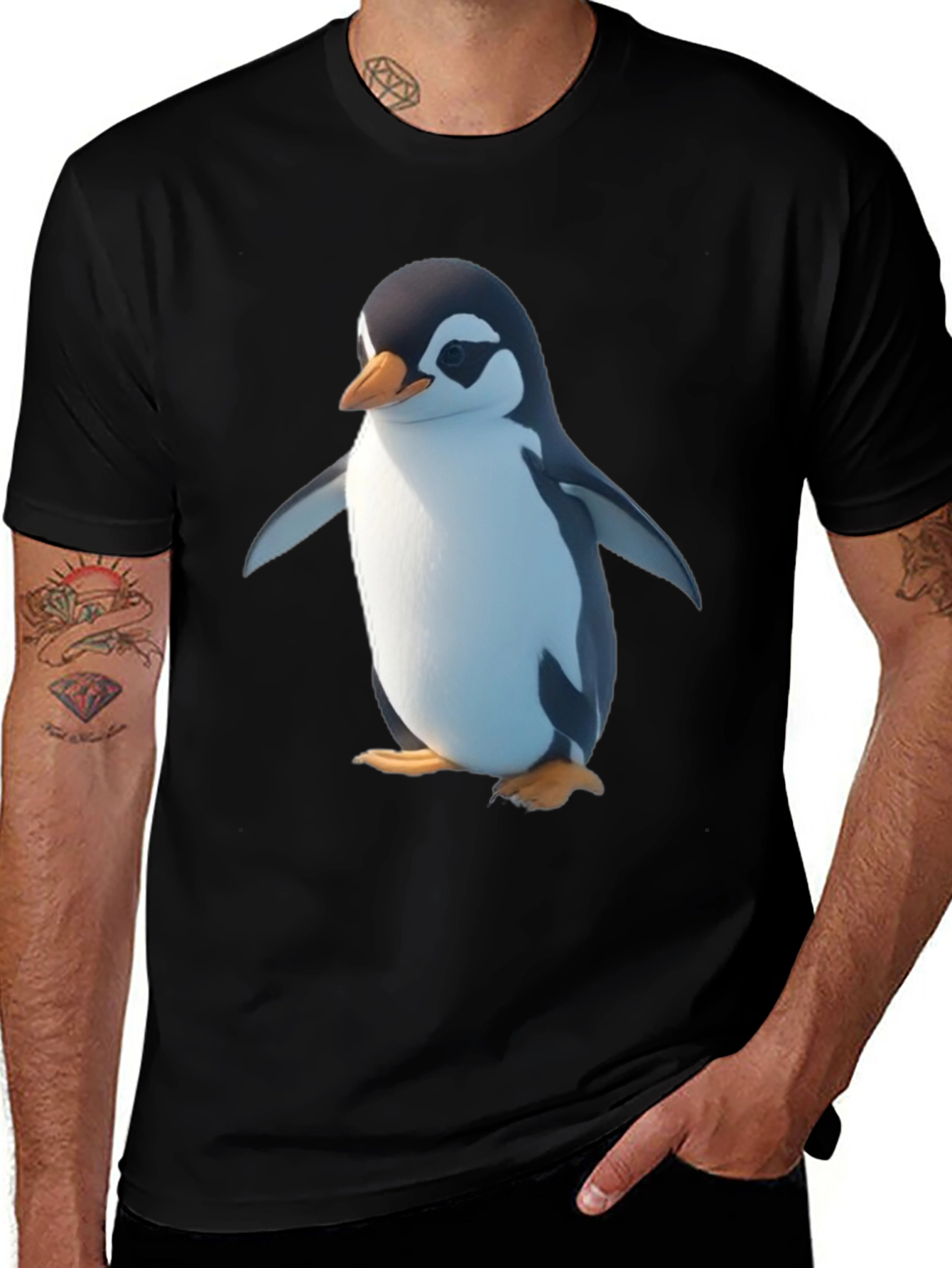 Variant 15 of Penguin Graphic T-Shirt - Black Cotton Tee