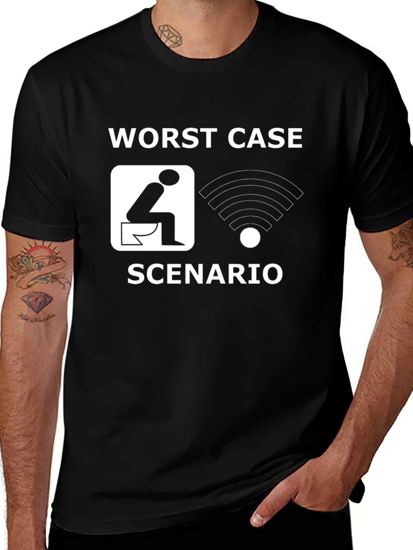 Variant 19 of Worst Case Scenario Funny T-Shirt - No Wifi Toilet Humor