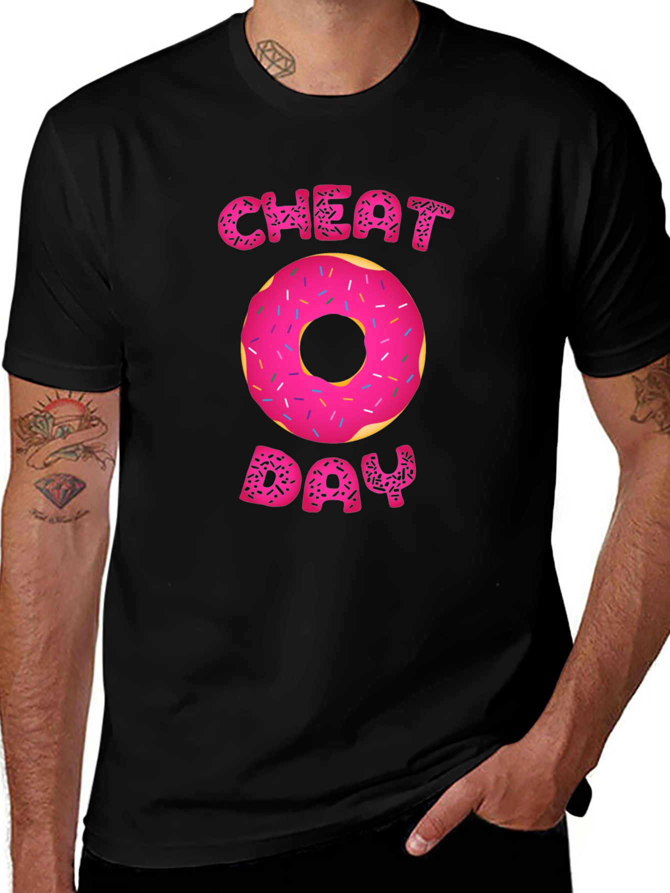 Variant 7 of Cheat Day Donut T-Shirt - Black