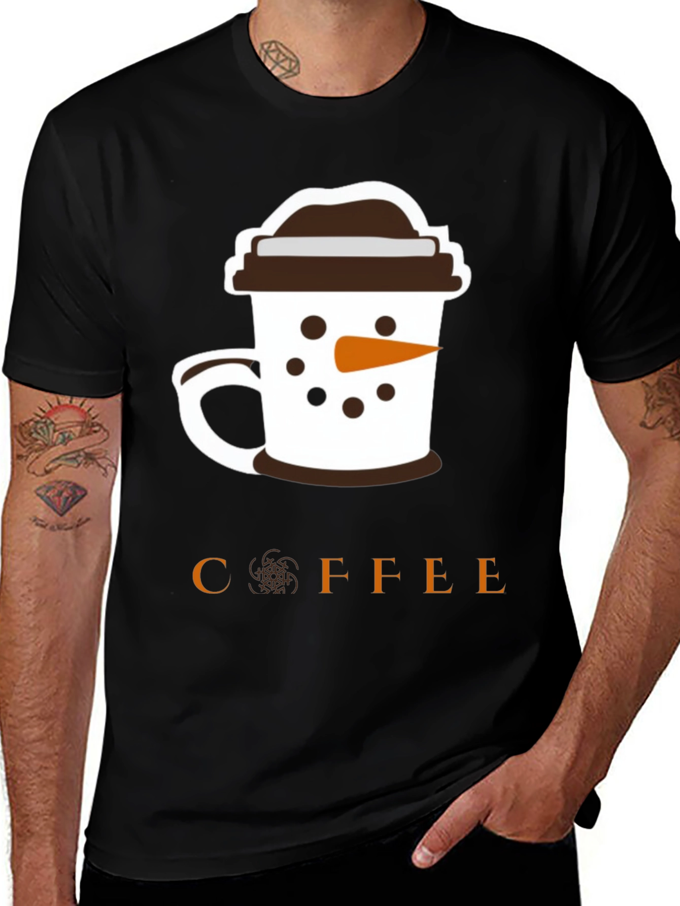 Variant 19 of Coffee Snowman Graphic T-Shirt - Black