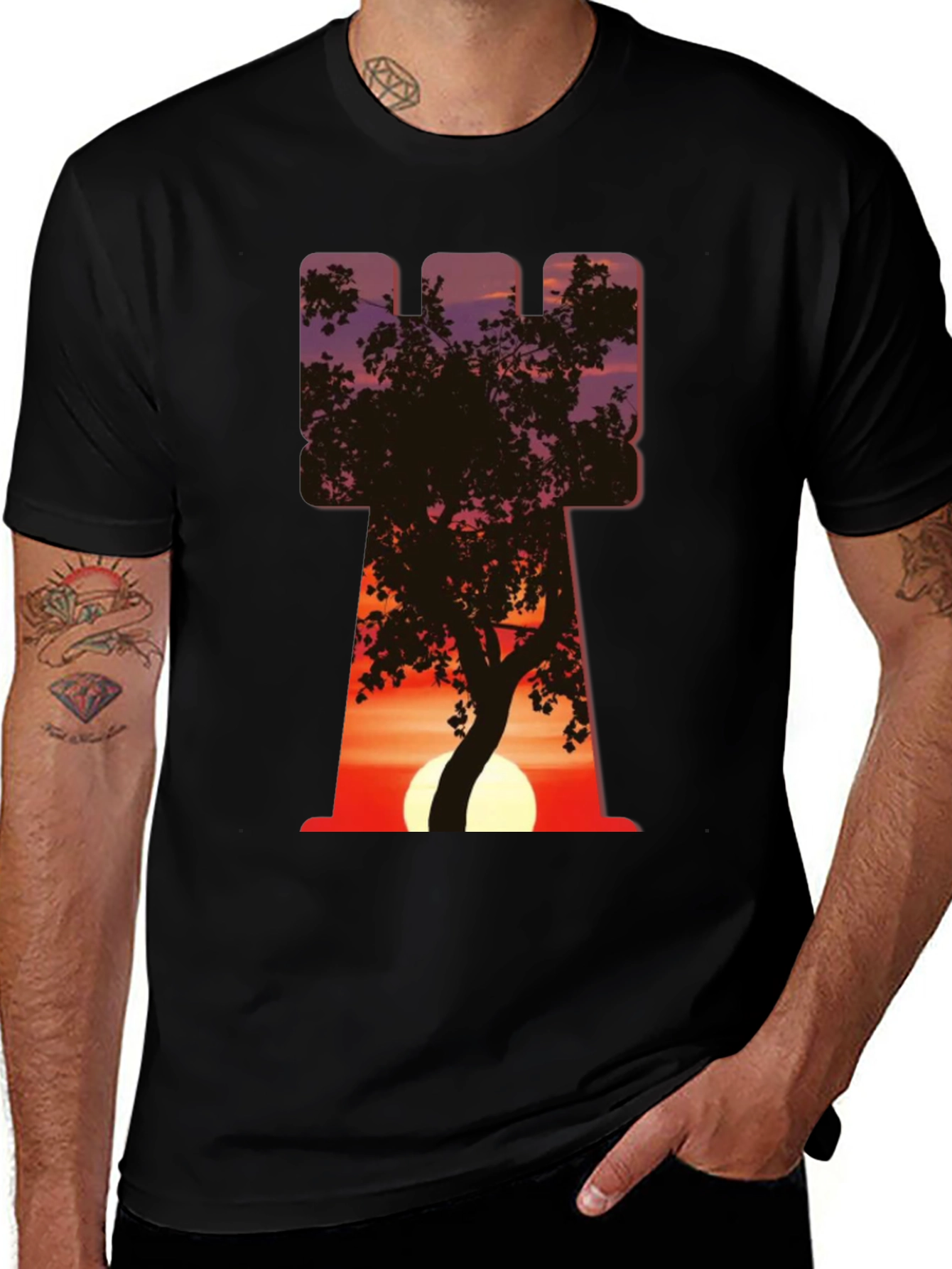 Variant 5 of Sunset Tower Graphic T-Shirt - Unique Design