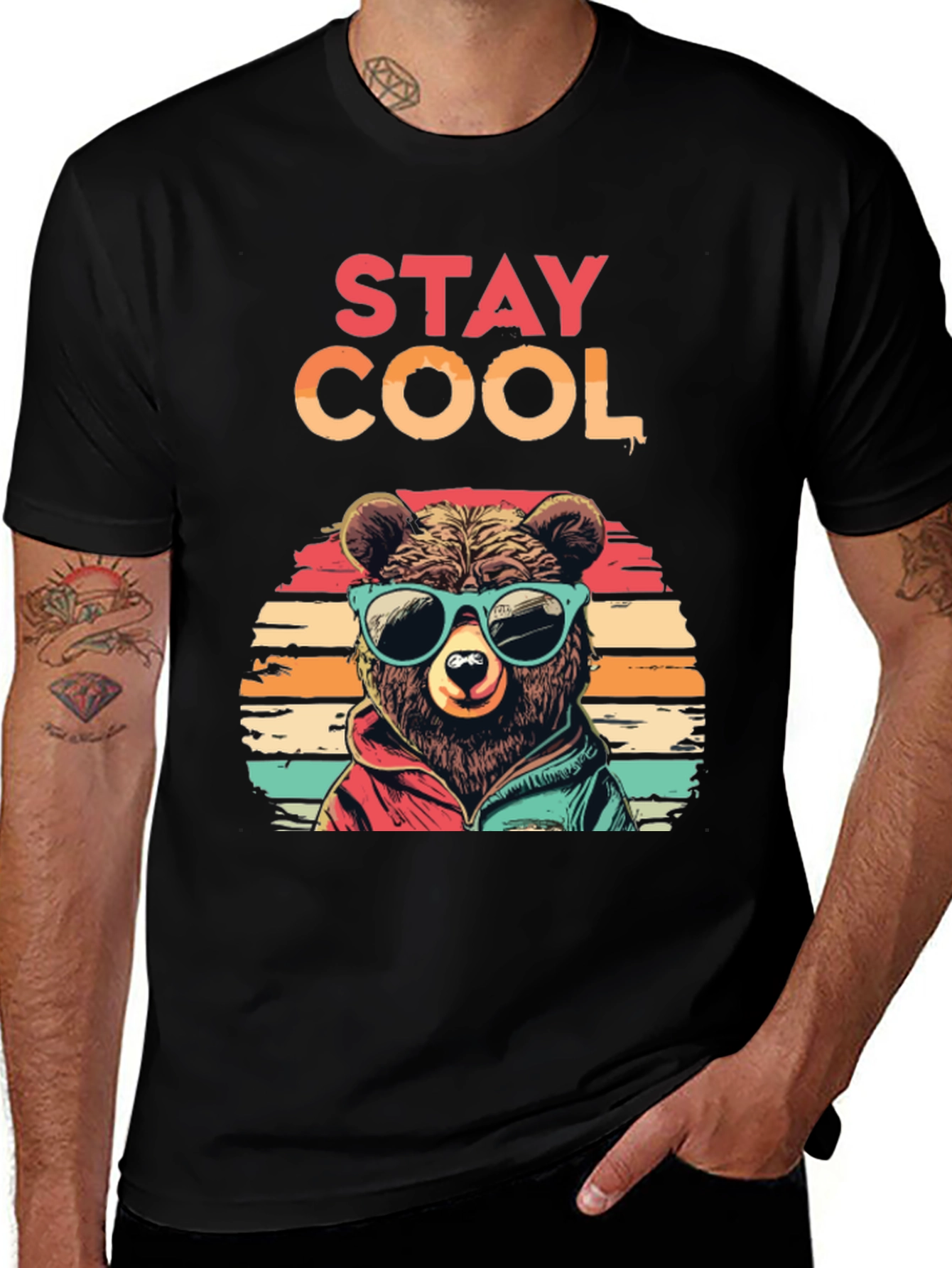Variant 24 of Stay Cool Bear Graphic Tee - Black