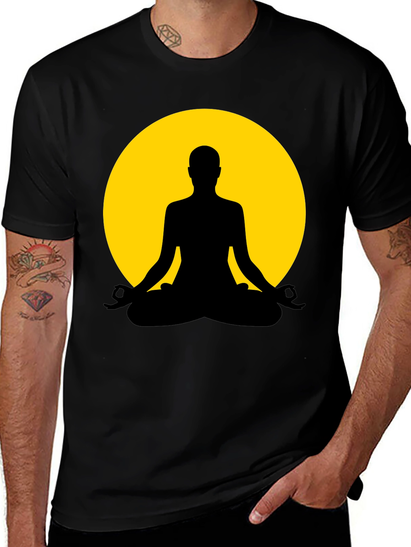Variant 11 of Yoga Meditation Silhouette Tee - Black