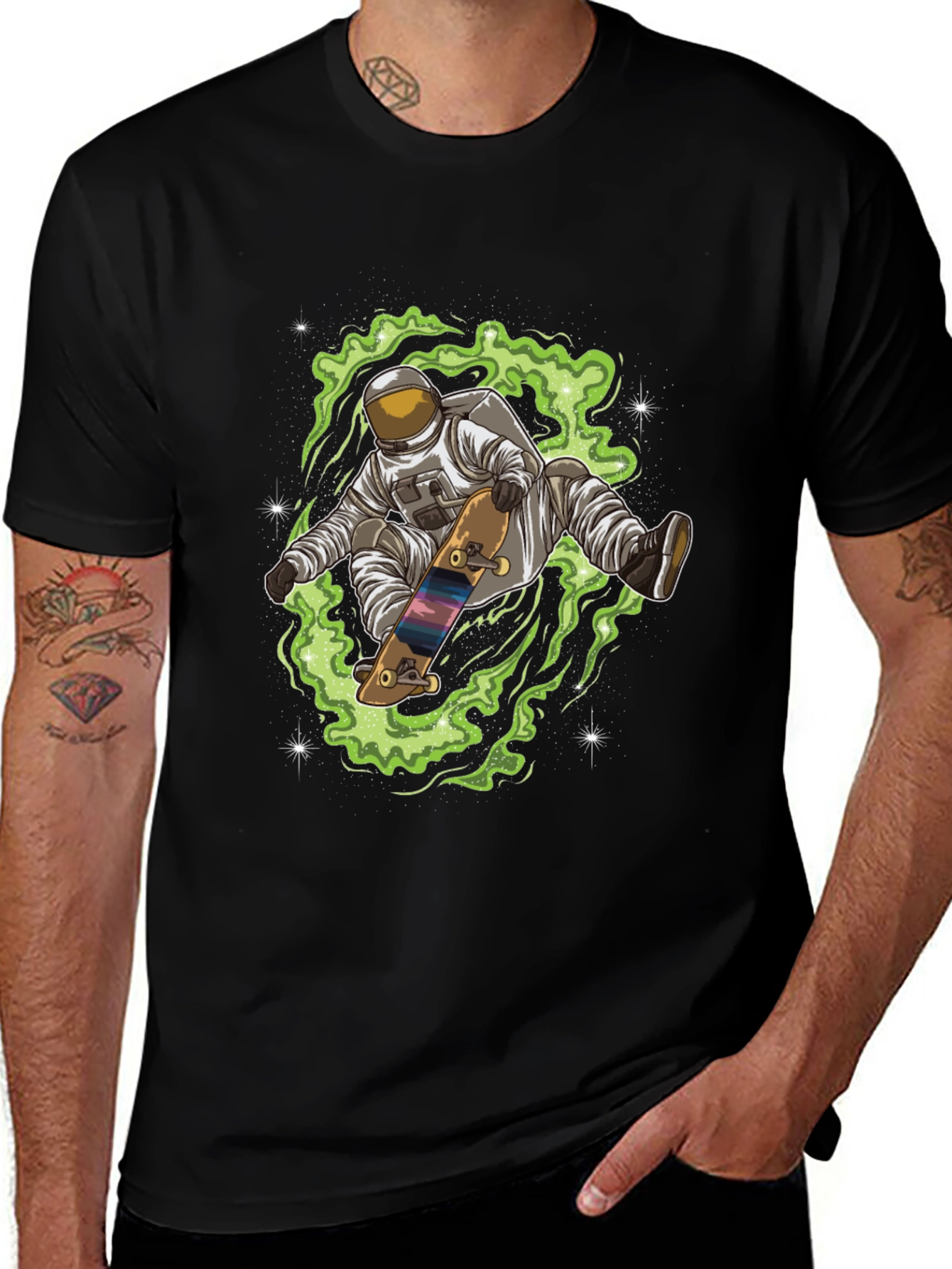 Variant 8 of Astronaut Skateboard T-Shirt - Space Design
