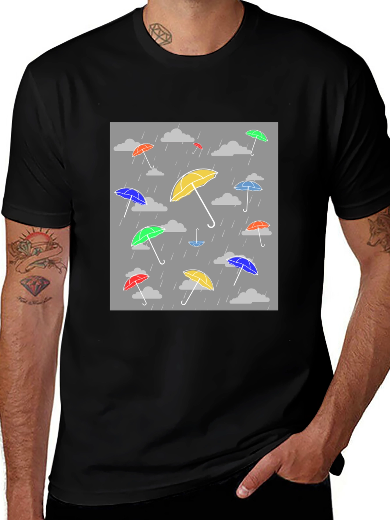 Variant 21 of Umbrella Rain Pattern Tee - Modern Comfort
