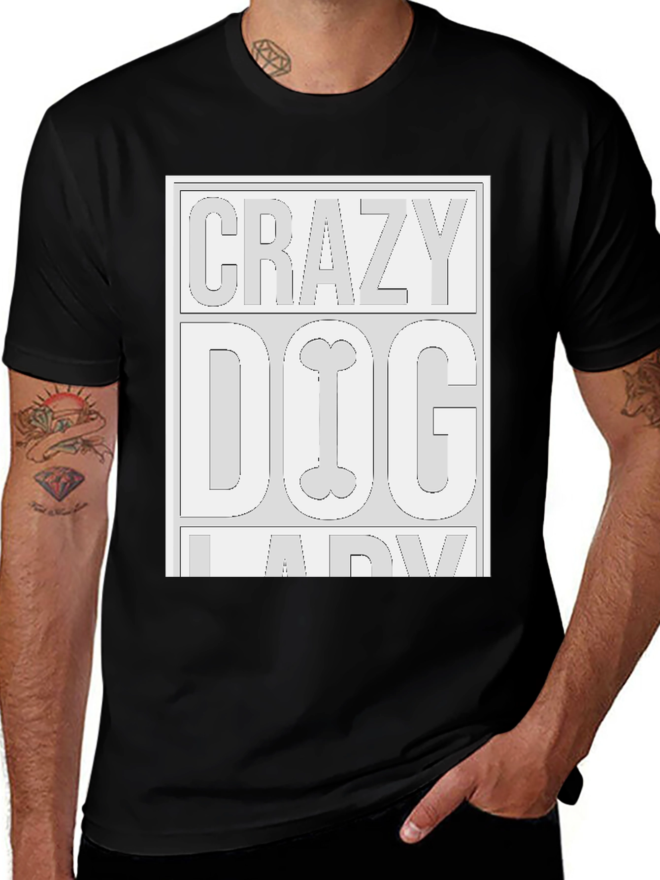Variant 13 of Crazy Dog Lady T-Shirt - Black