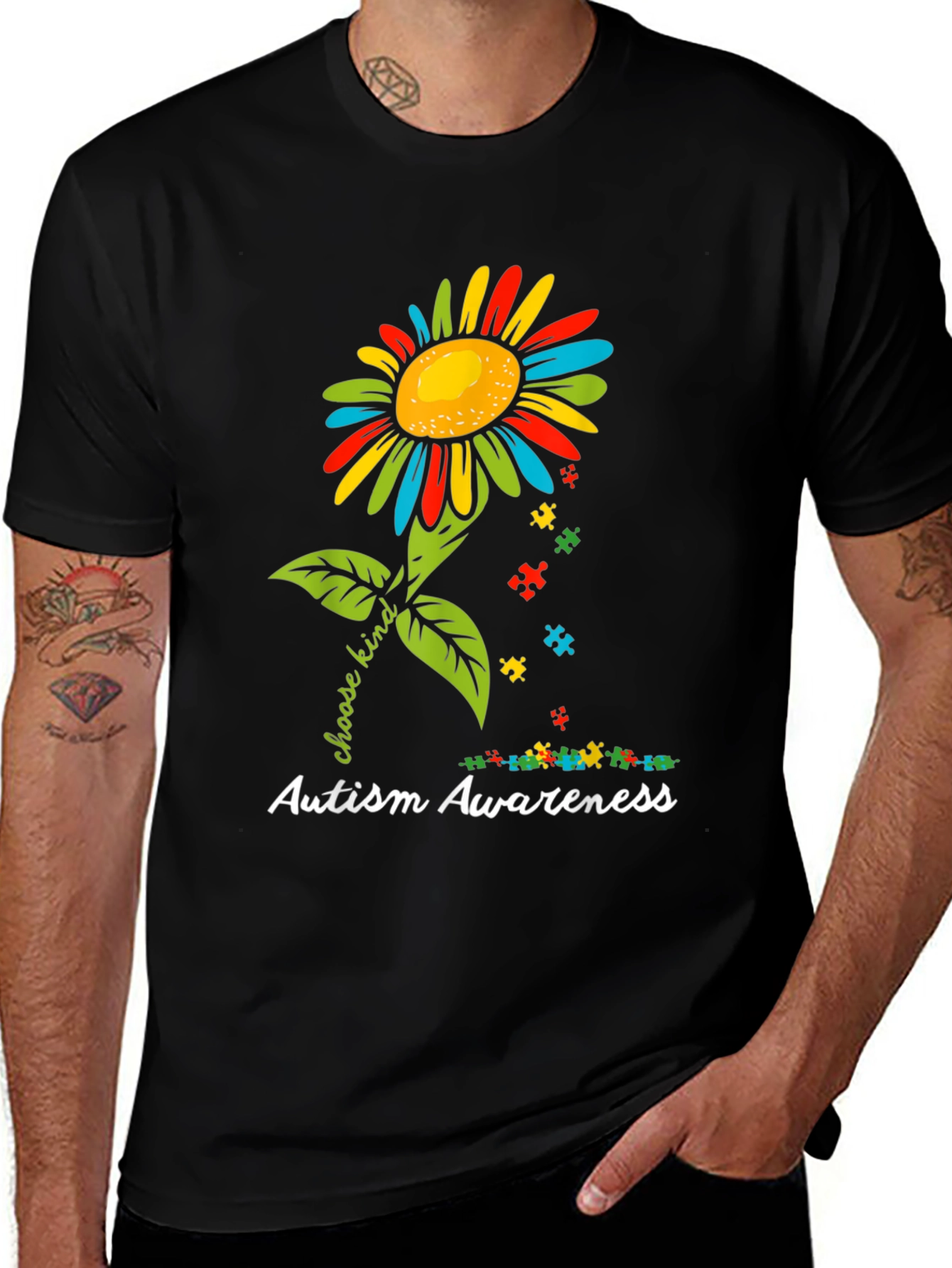 Variant 16 of Autism Awareness Sunflower T-Shirt - Choose Kind