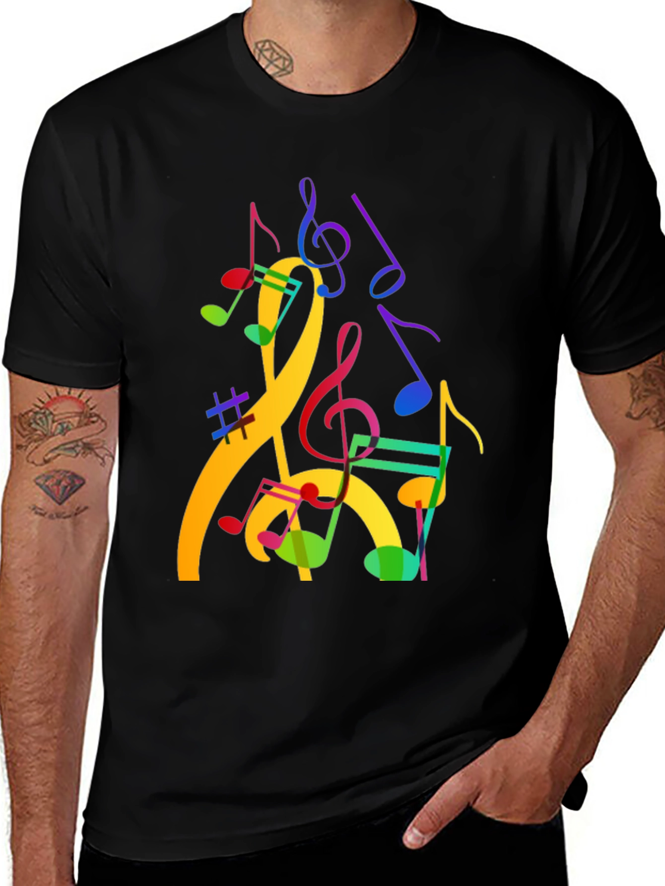 Variant 28 of Musical Notes Graphic Tee - Colorful Design
