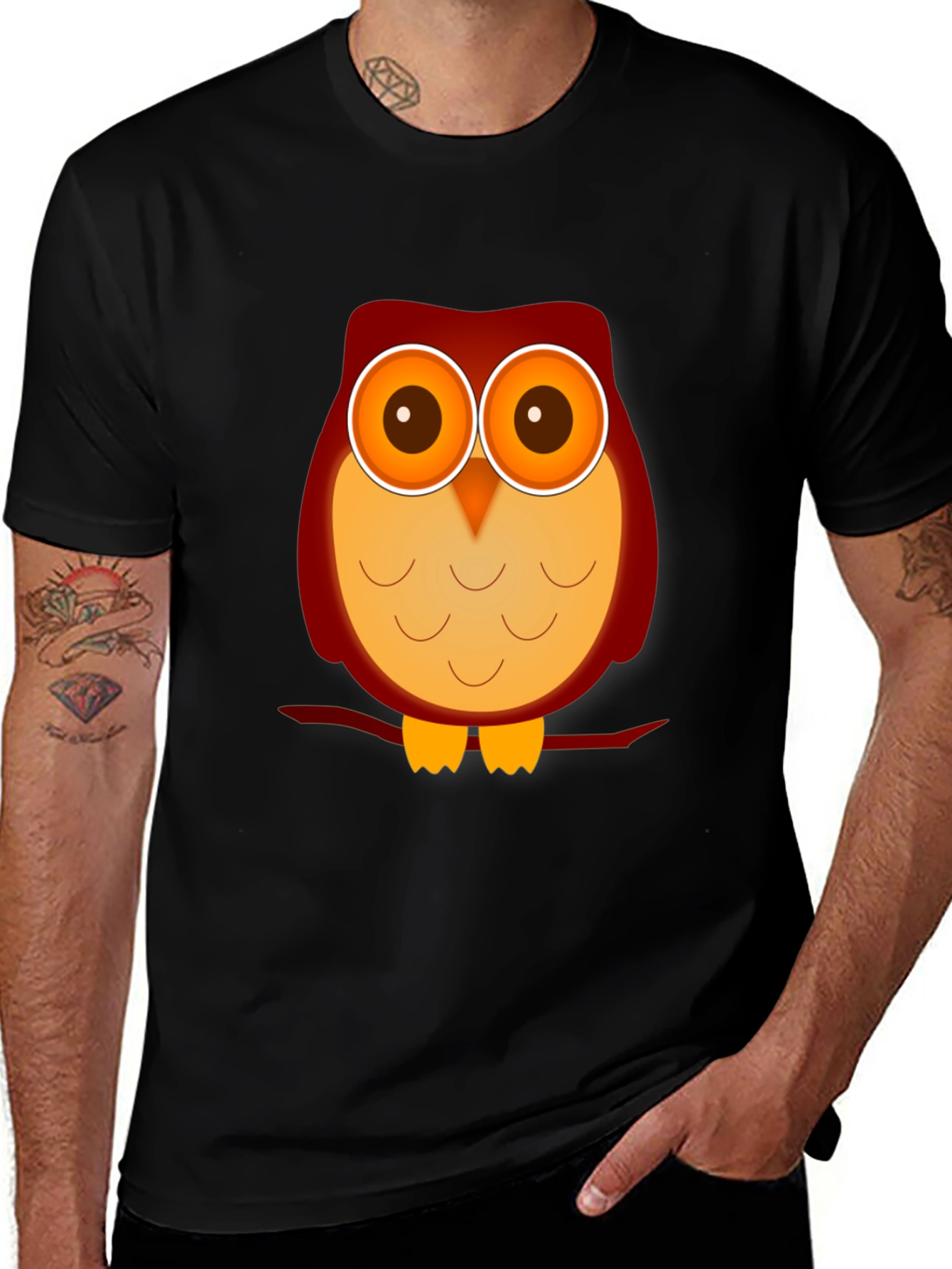 Variant 13 of Owl Graphic Print Black T-Shirt