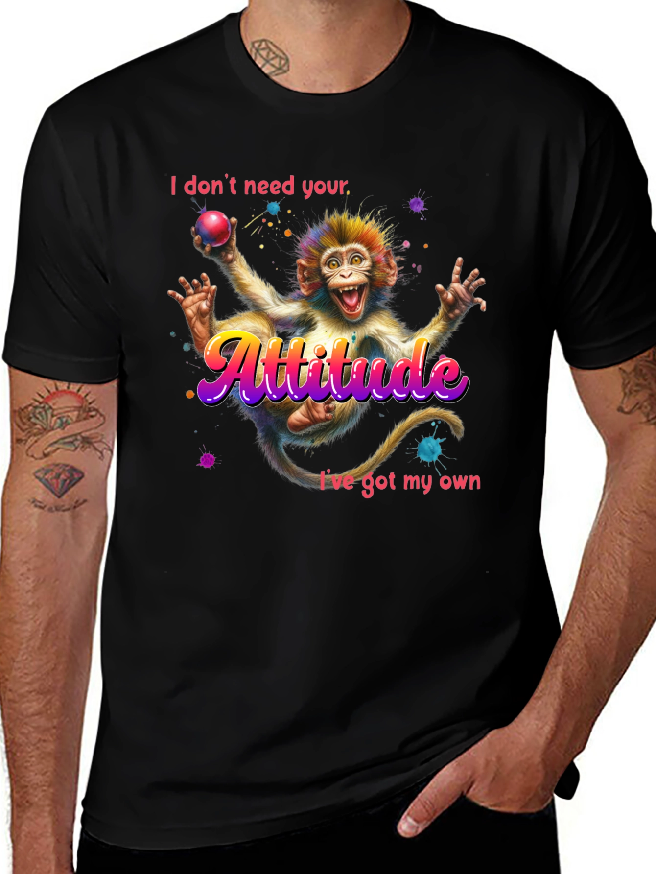 Attitude Monkey Graphic Tee - Quirky Fun Style