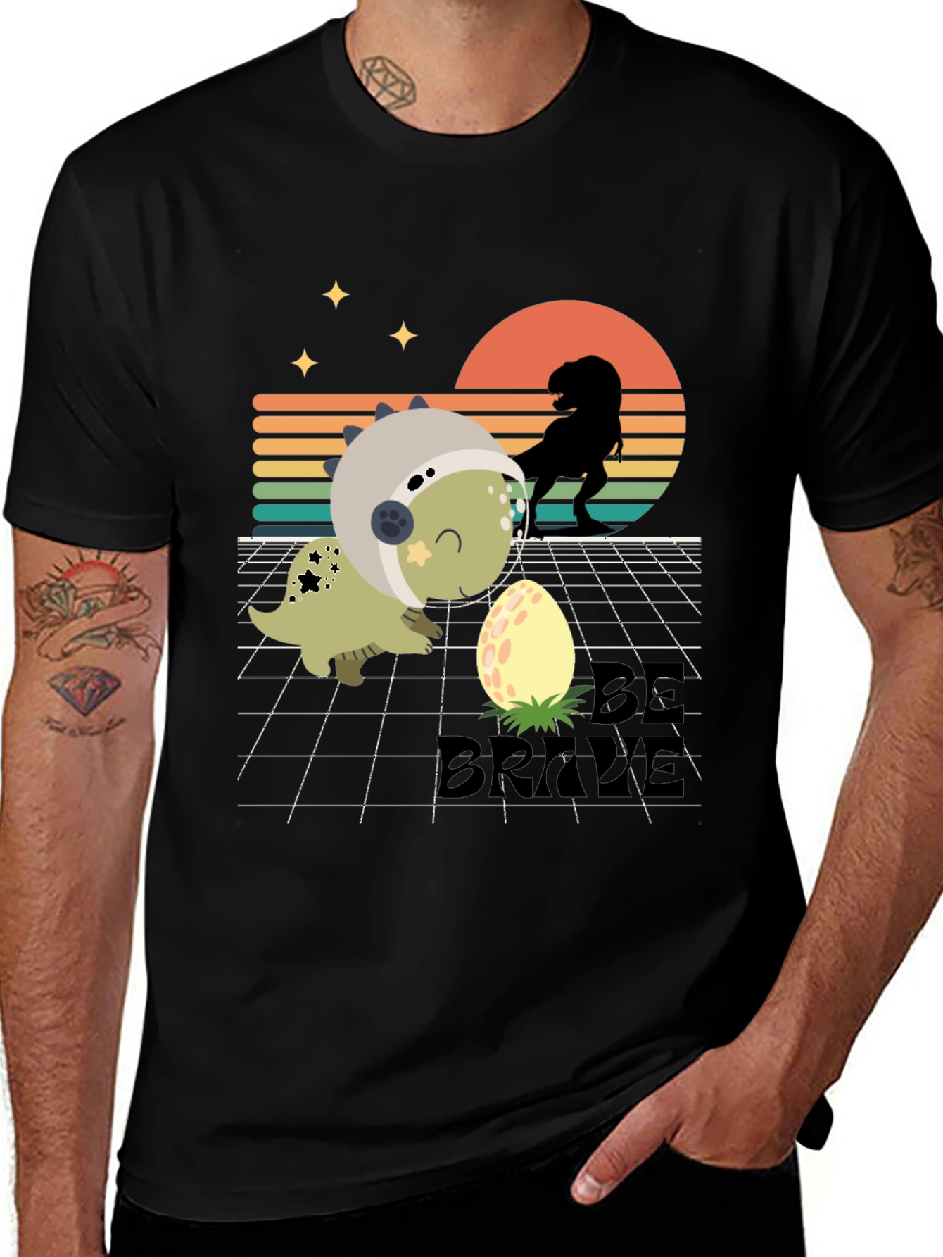 Variant 3 of Be Brave Dinosaur Graphic T-Shirt