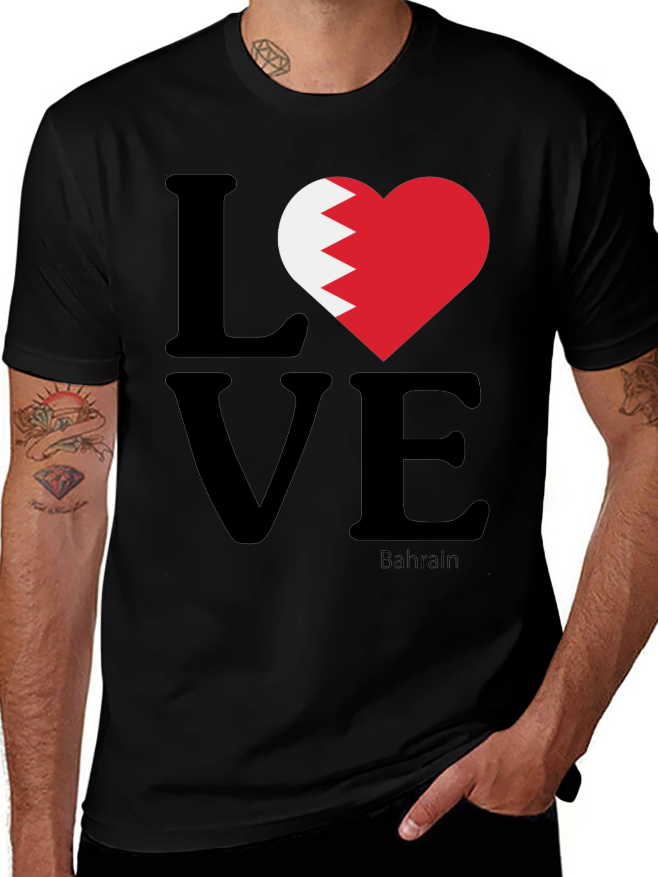 Bahrain Love T-Shirt - Men's Black Graphic Tee