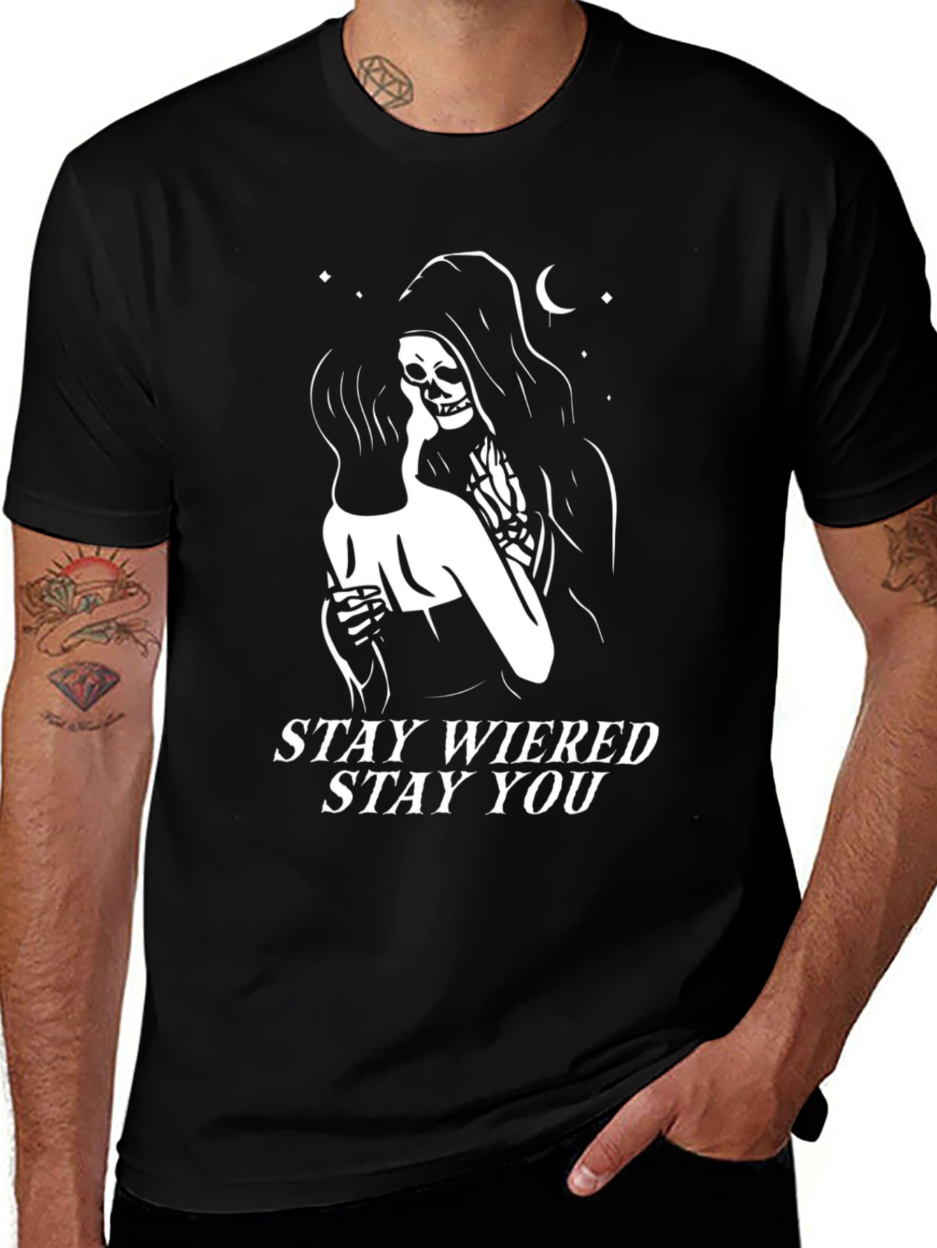 Variant 24 of Stay Weird Stay You Graphic Tee - Black