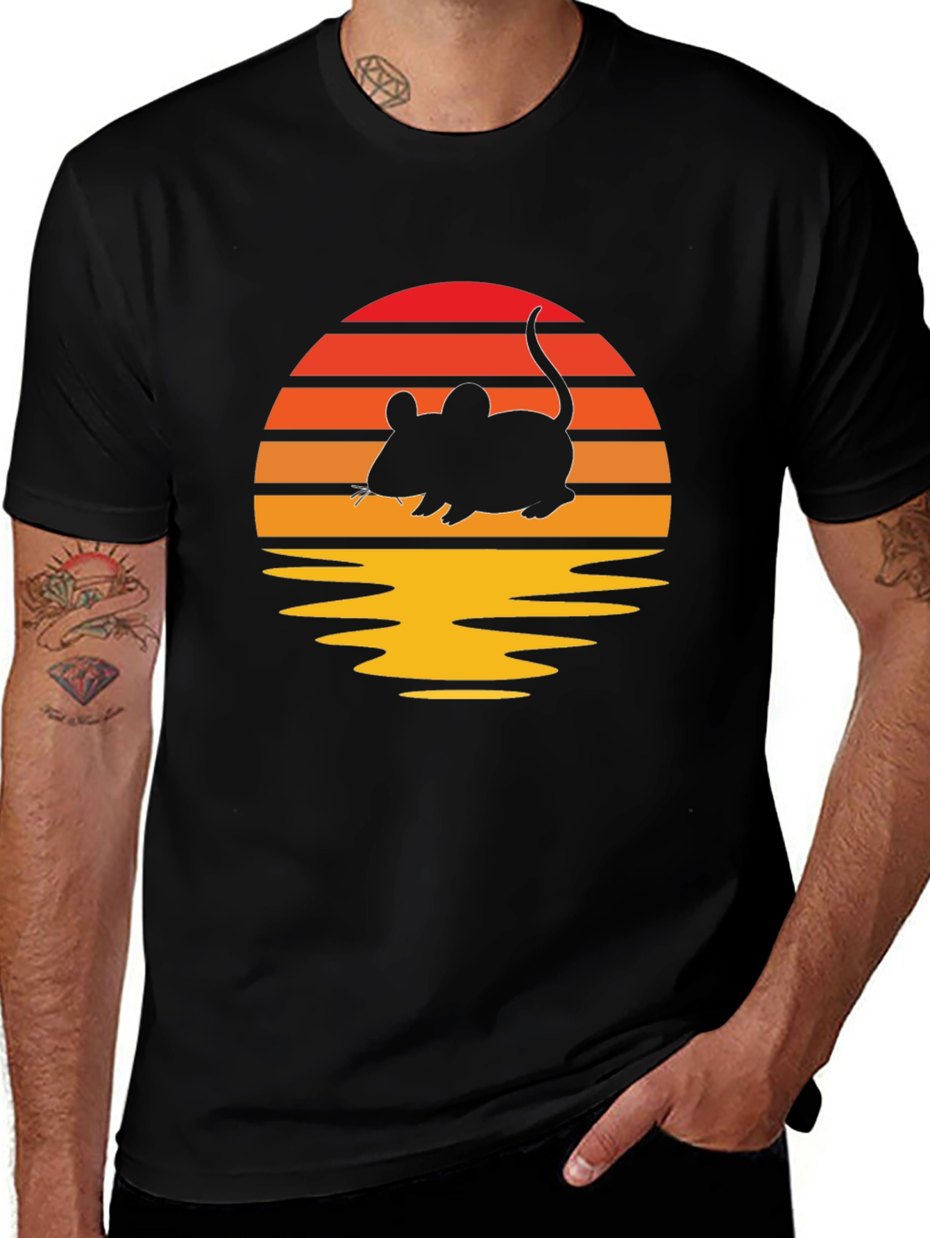 Variant 25 of Retro Sunset Mouse T-Shirt - Black