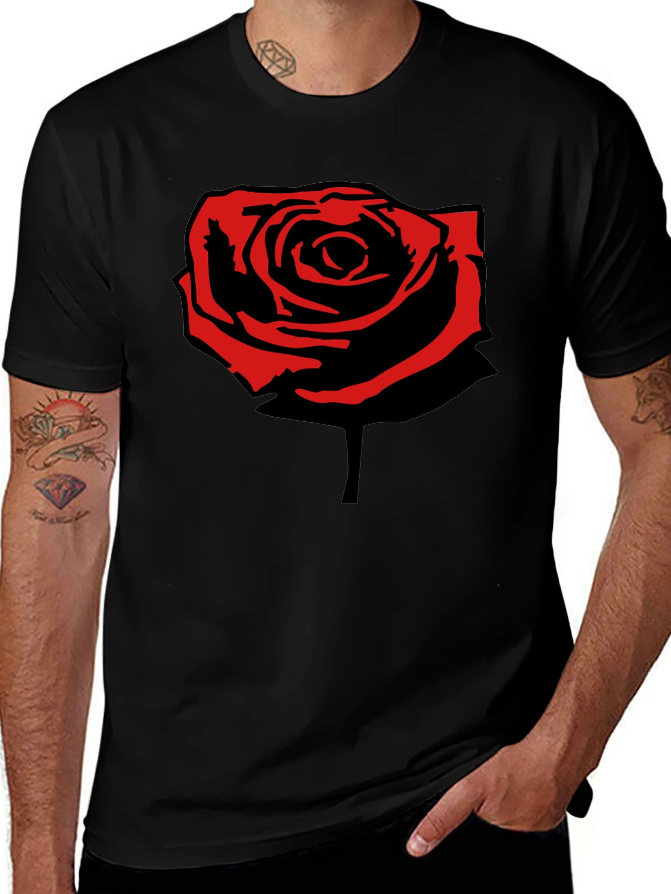 Variant 19 of Rose Graphic Black T-Shirt
