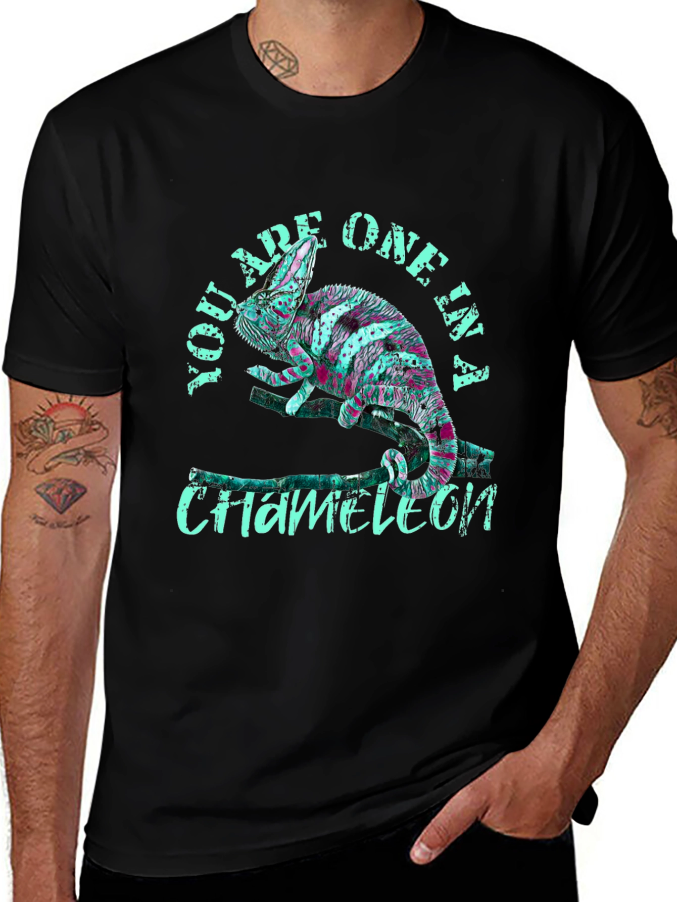 Variant 23 of Cool Chameleon T-Shirt - You Are One in a Chameleon