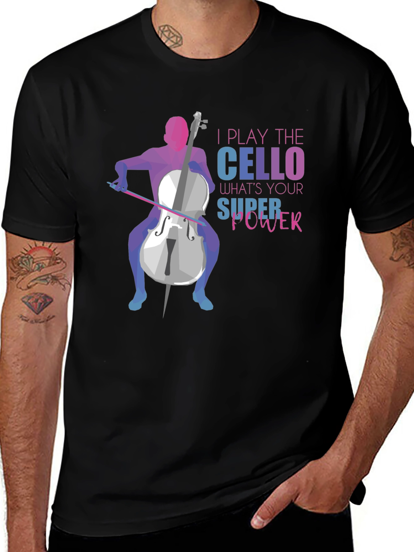 Variant 3 of I Play The Cello T-Shirt: Super Power Design