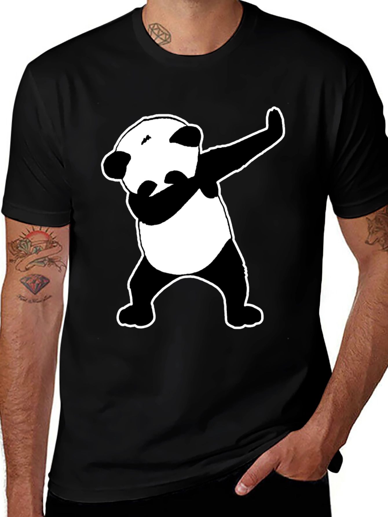 Variant 11 of Dabbing Panda Graphic Tee - Black Cotton Blend