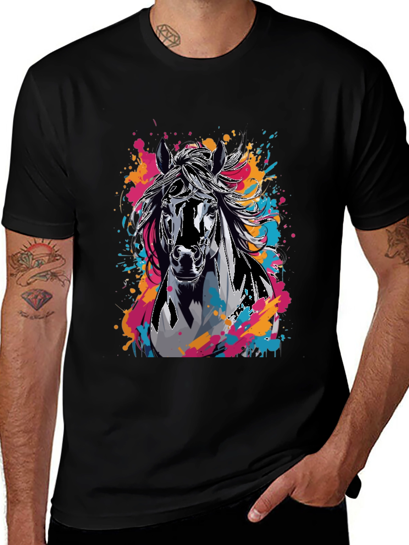 Variant 12 of Horse Graphic T-Shirt - Colorful Animal Print Tee