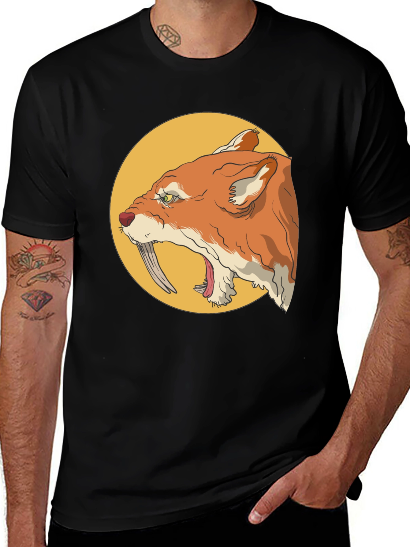 Variant 2 of Cool Graphic Tee - Saber-Toothed Cat Design