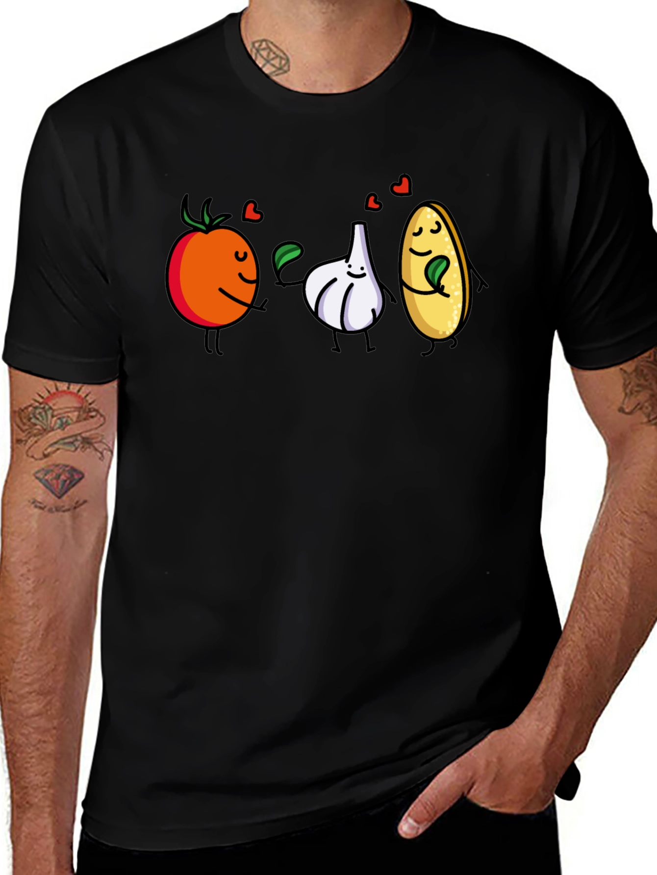 Variant 6 of Tomato Garlic Potato Love T-Shirt - Black