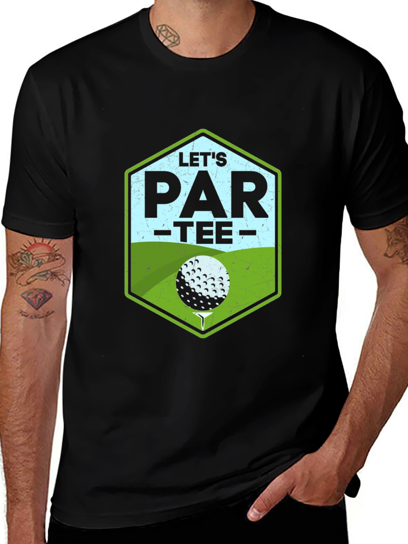 Variant 29 of Let's Par-Tee Golf T-Shirt - Black Cotton Tee