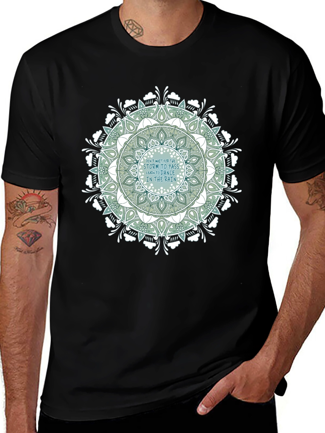 Variant 5 of Mandala Graphic Print Black T-Shirt