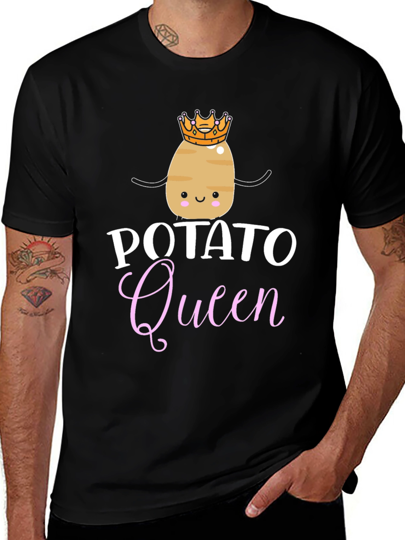 Variant 19 of Potato Queen Graphic Tee - Black Short Sleeve Shirt
