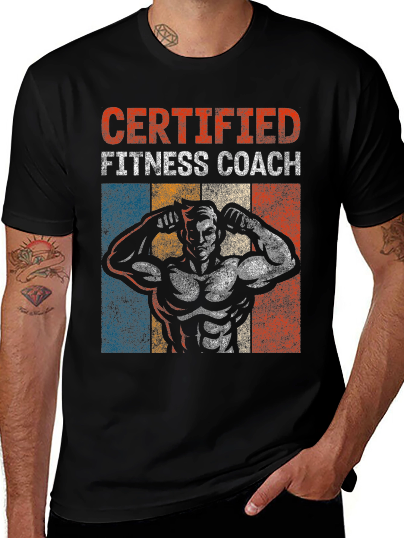 Black Certified Fitness Coach Graphic T-Shirt main image