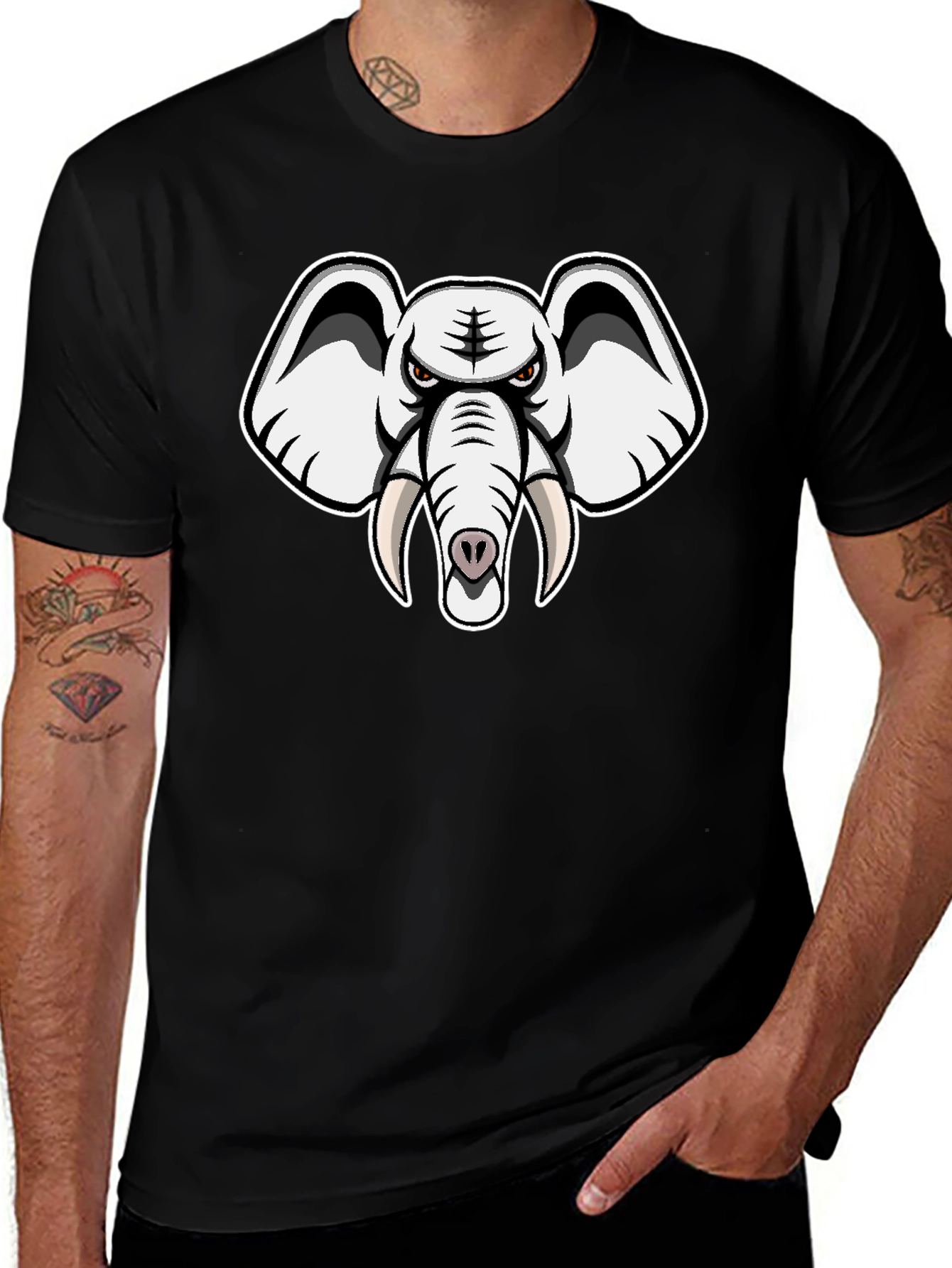 Variant 13 of Elephant Graphic Print Black T-Shirt