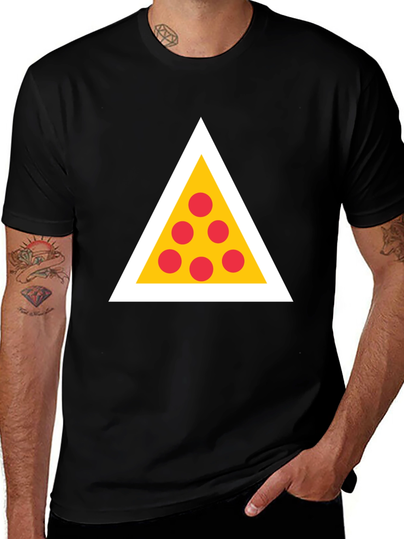 Variant 13 of Pizza Triangle Graphic Tee - Black