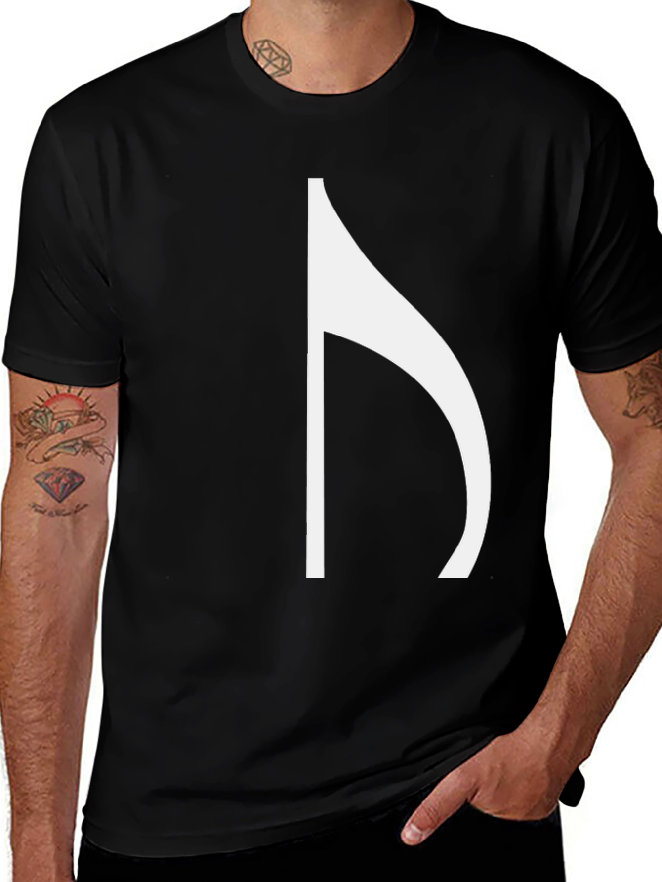 Variant 25 of Modern Black T-Shirt with White Music Note Graphic