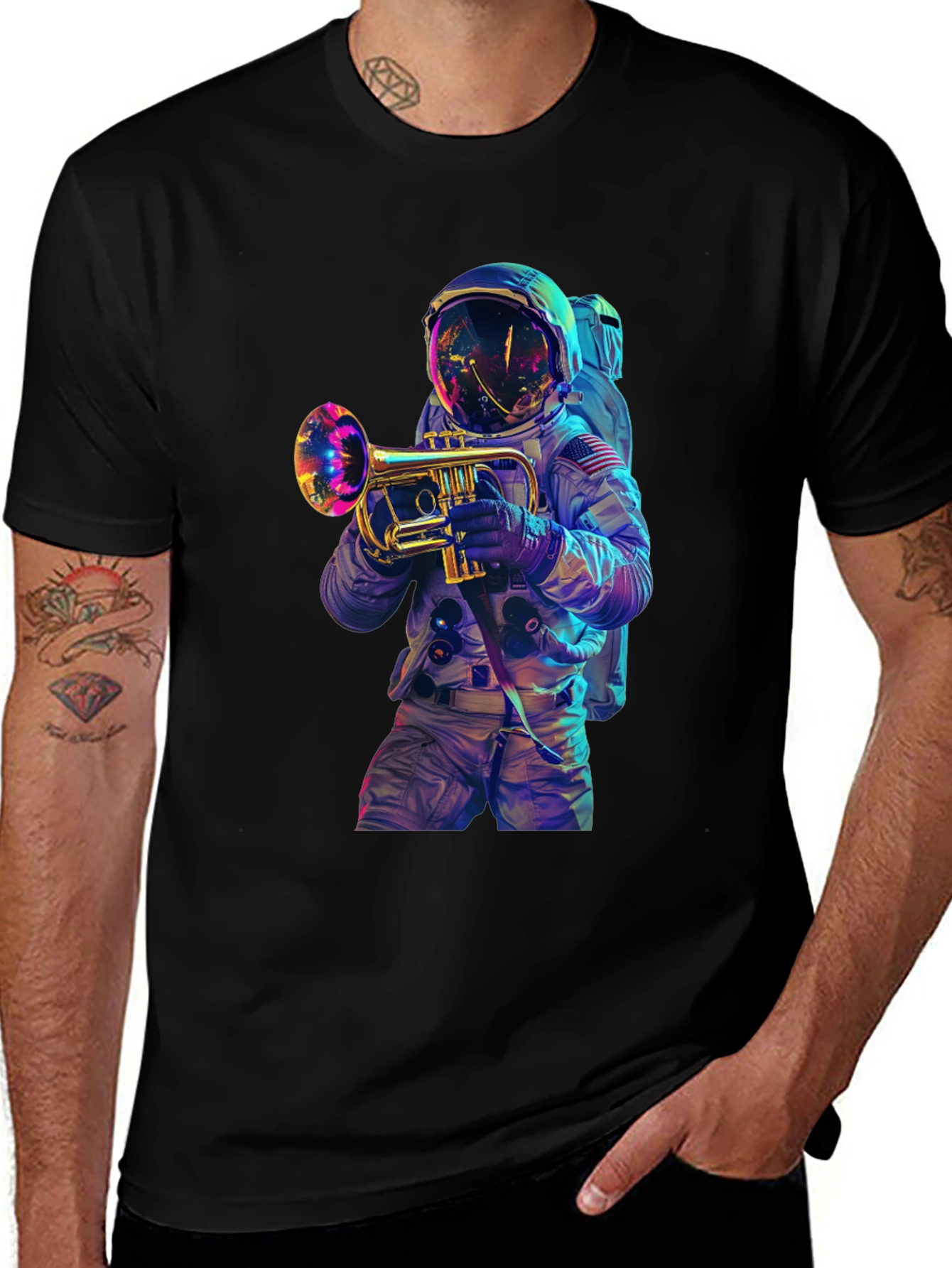 Astronaut Trumpet Player Graphic T-Shirt
