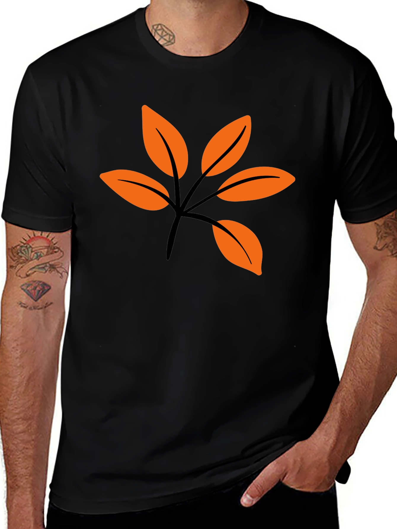 Variant 27 of Modern Leaf Graphic Tee - Black