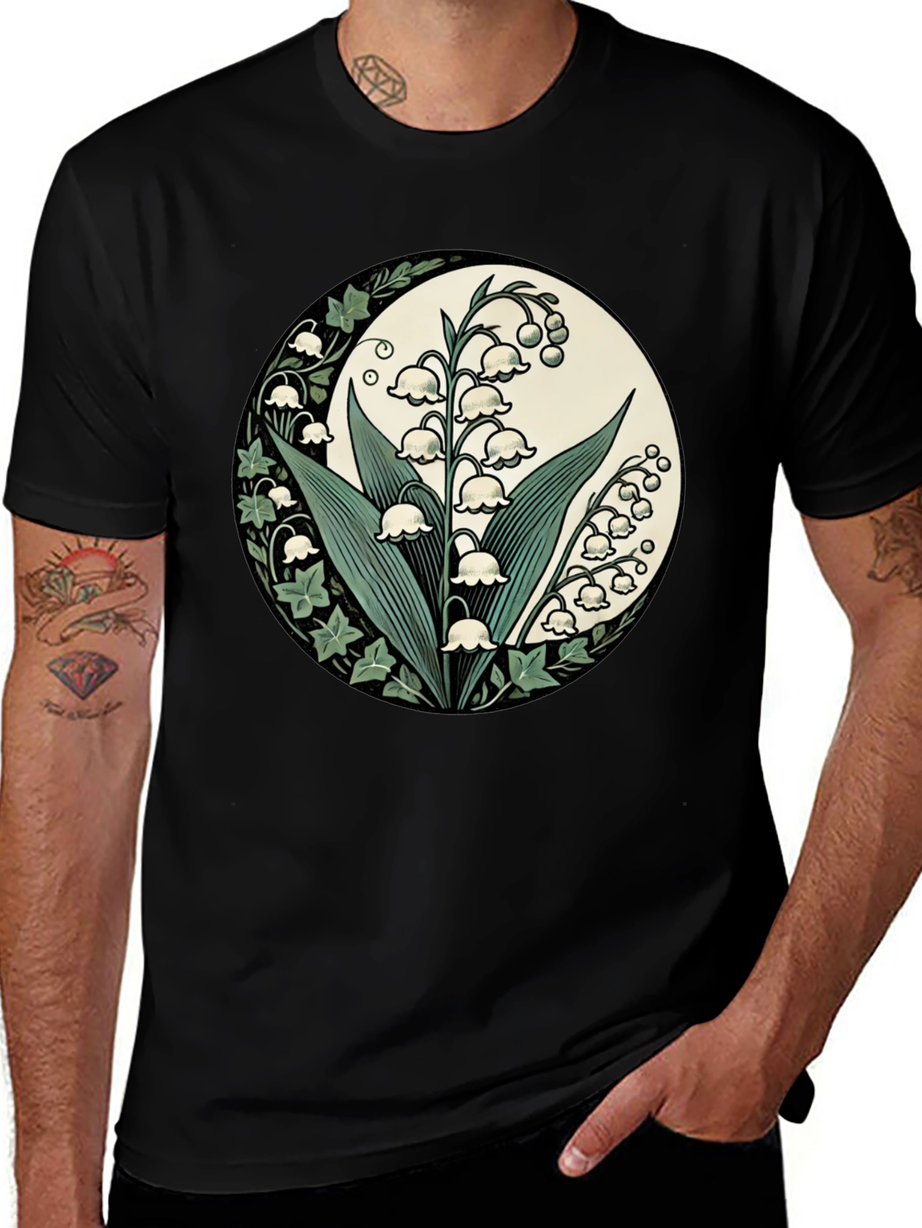 Variant 9 of Lily of the Valley Graphic Tee - Black