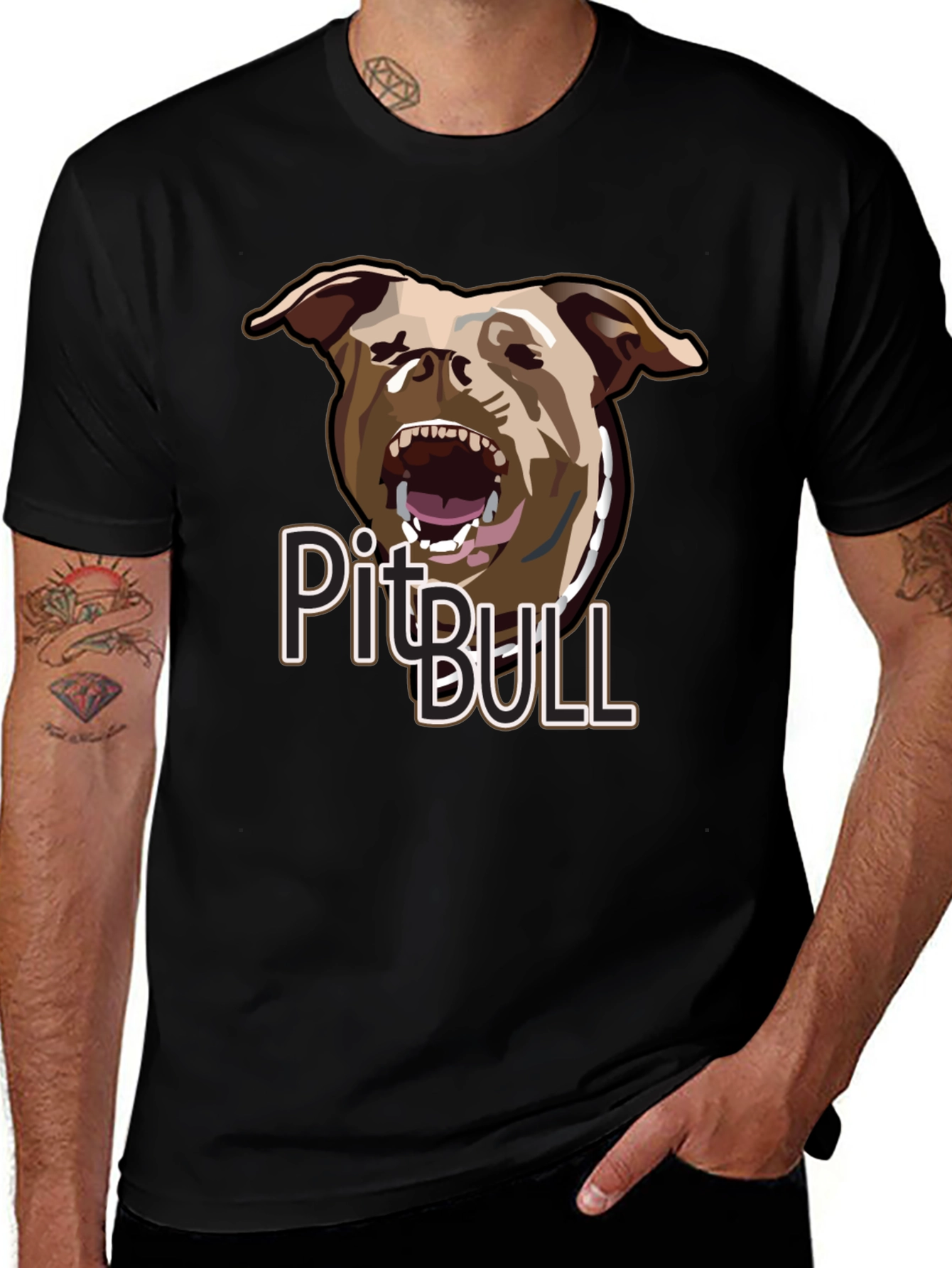 Variant 10 of Pitbull Dog Graphic Print Black Cotton T-Shirt