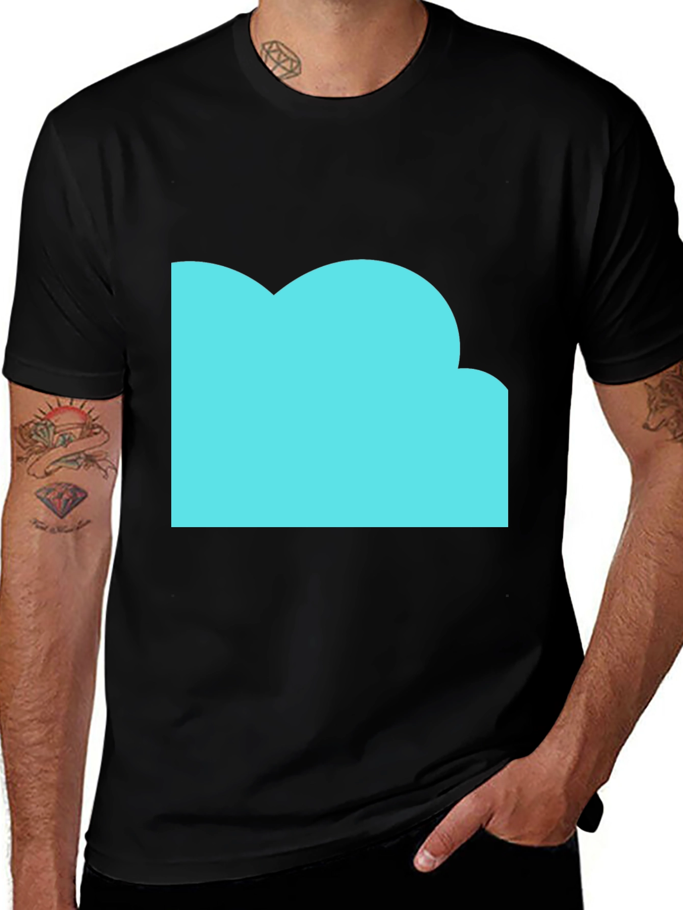 Variant 8 of Modern Black Tee with Abstract Teal Design