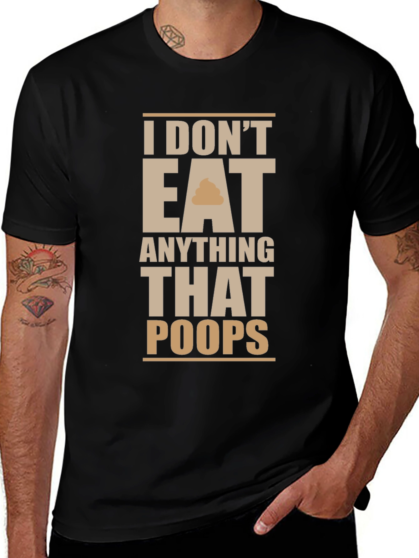 Variant 20 of Vegan Humor Graphic T-Shirt - I Don't Eat Anything That Poops