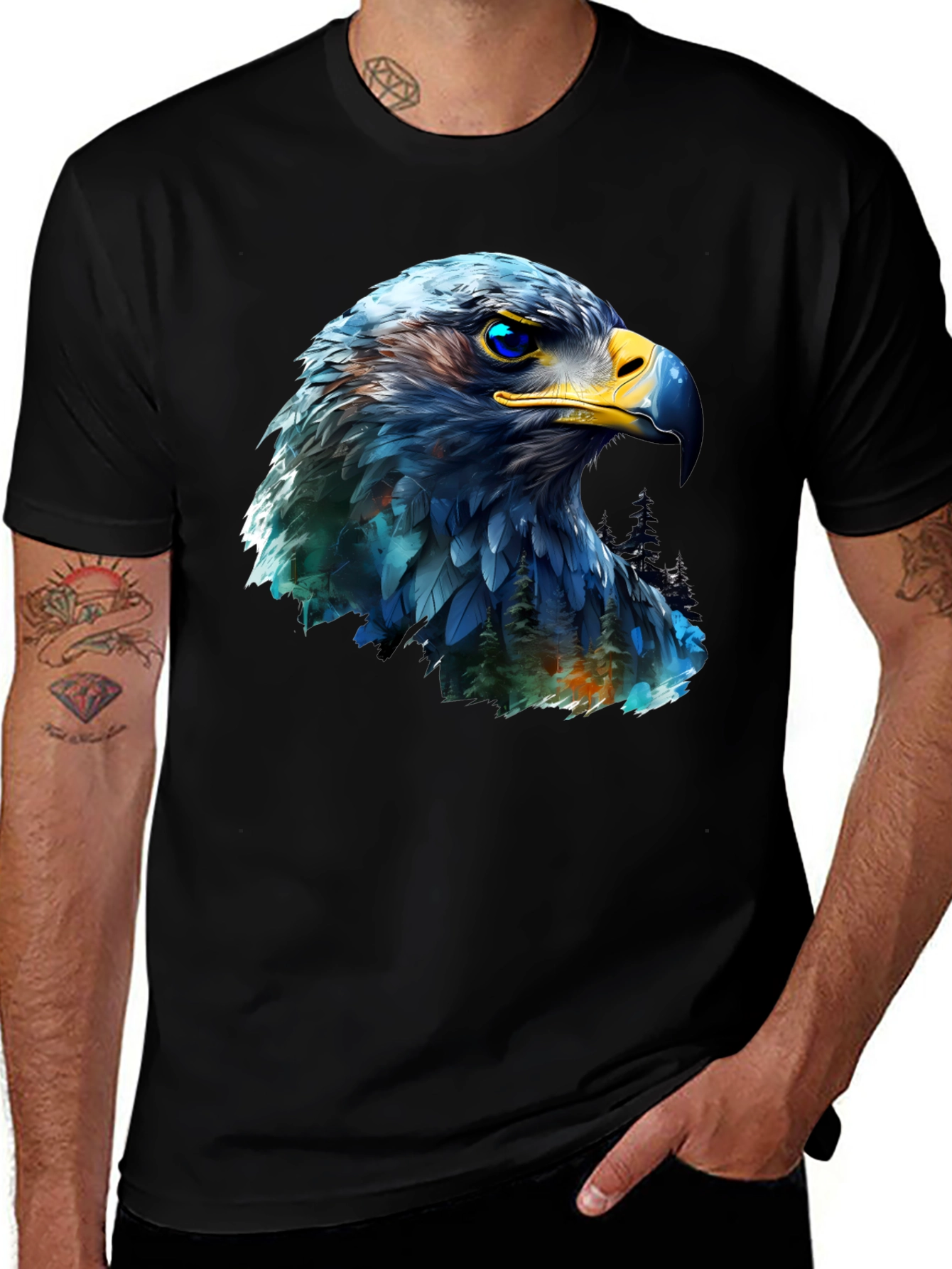 Variant 26 of Eagle Graphic Print Black T-Shirt