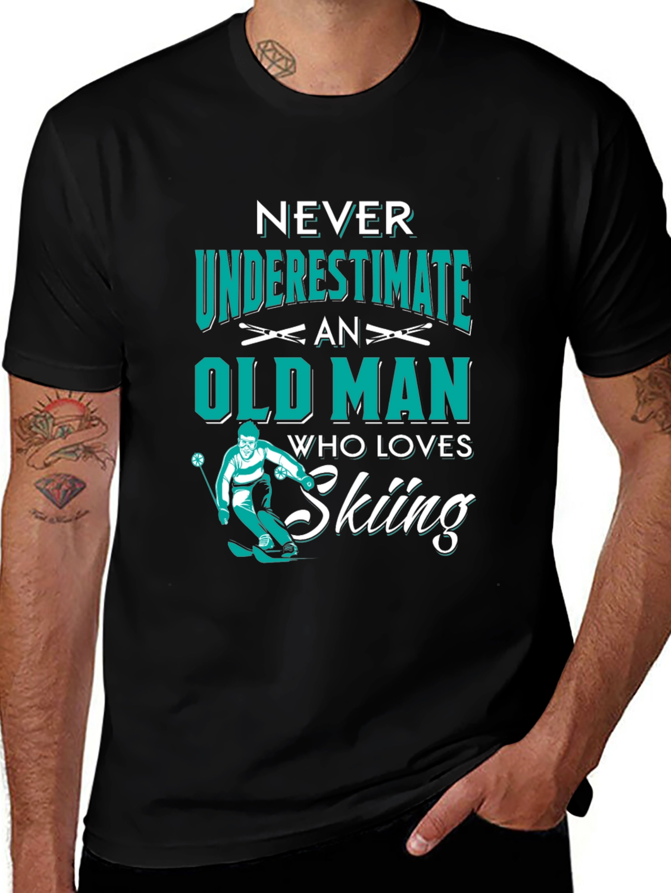 Variant 8 of Never Underestimate Old Man Skiing T-Shirt