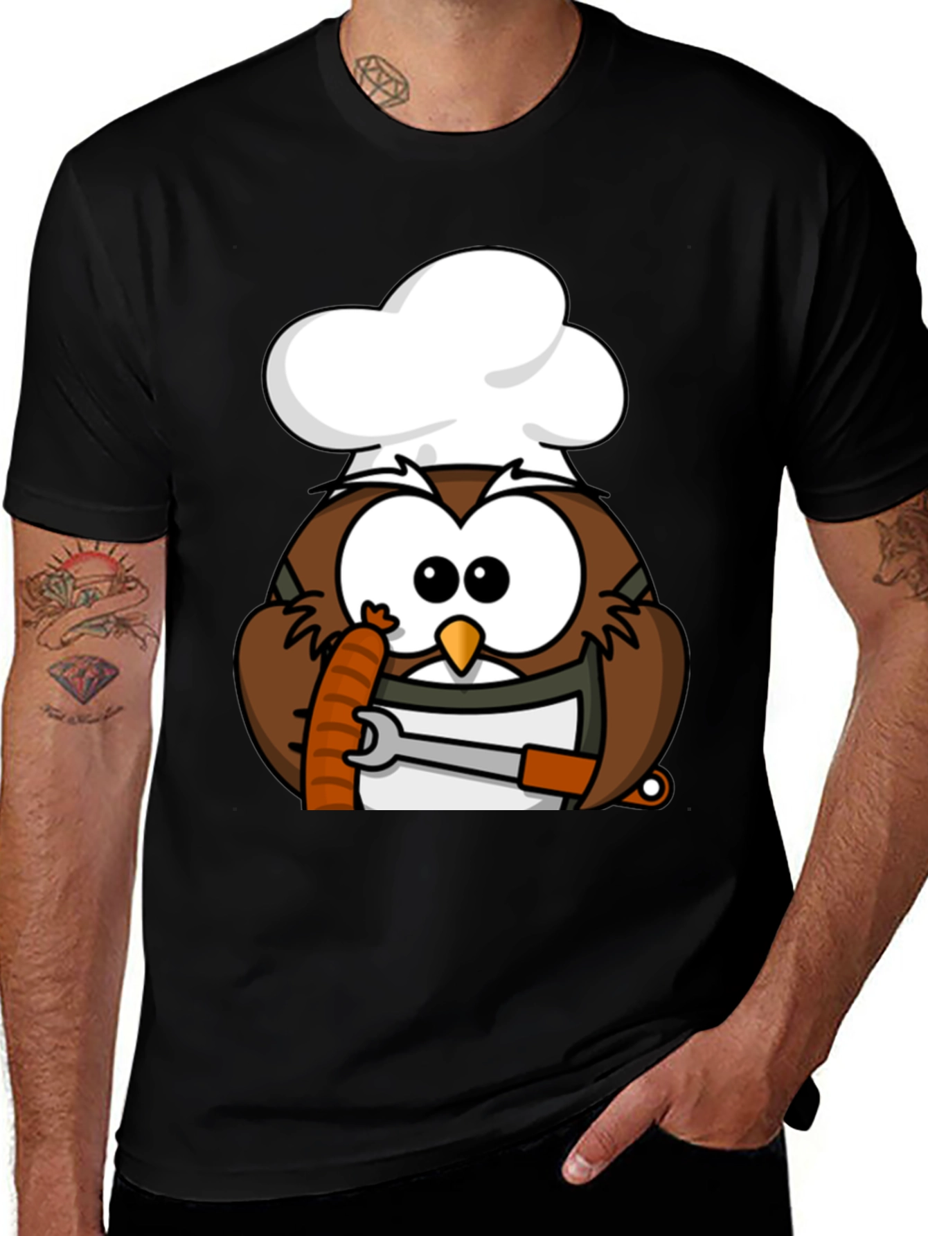 Variant 13 of Chef Owl T-Shirt - Funny Cartoon Cook Tee