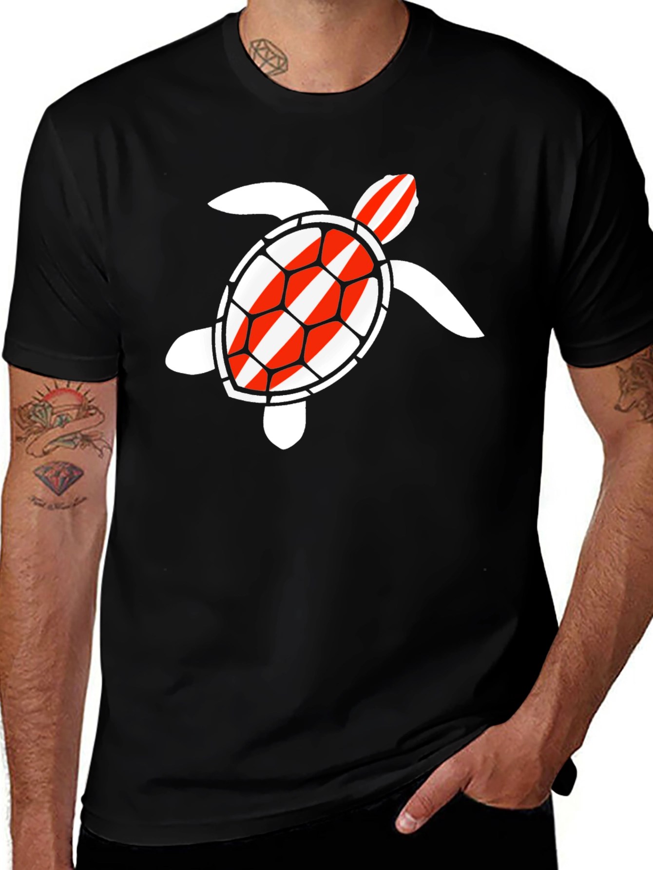 Variant 19 of Sea Turtle Graphic Tee - Red & White Dive Flag
