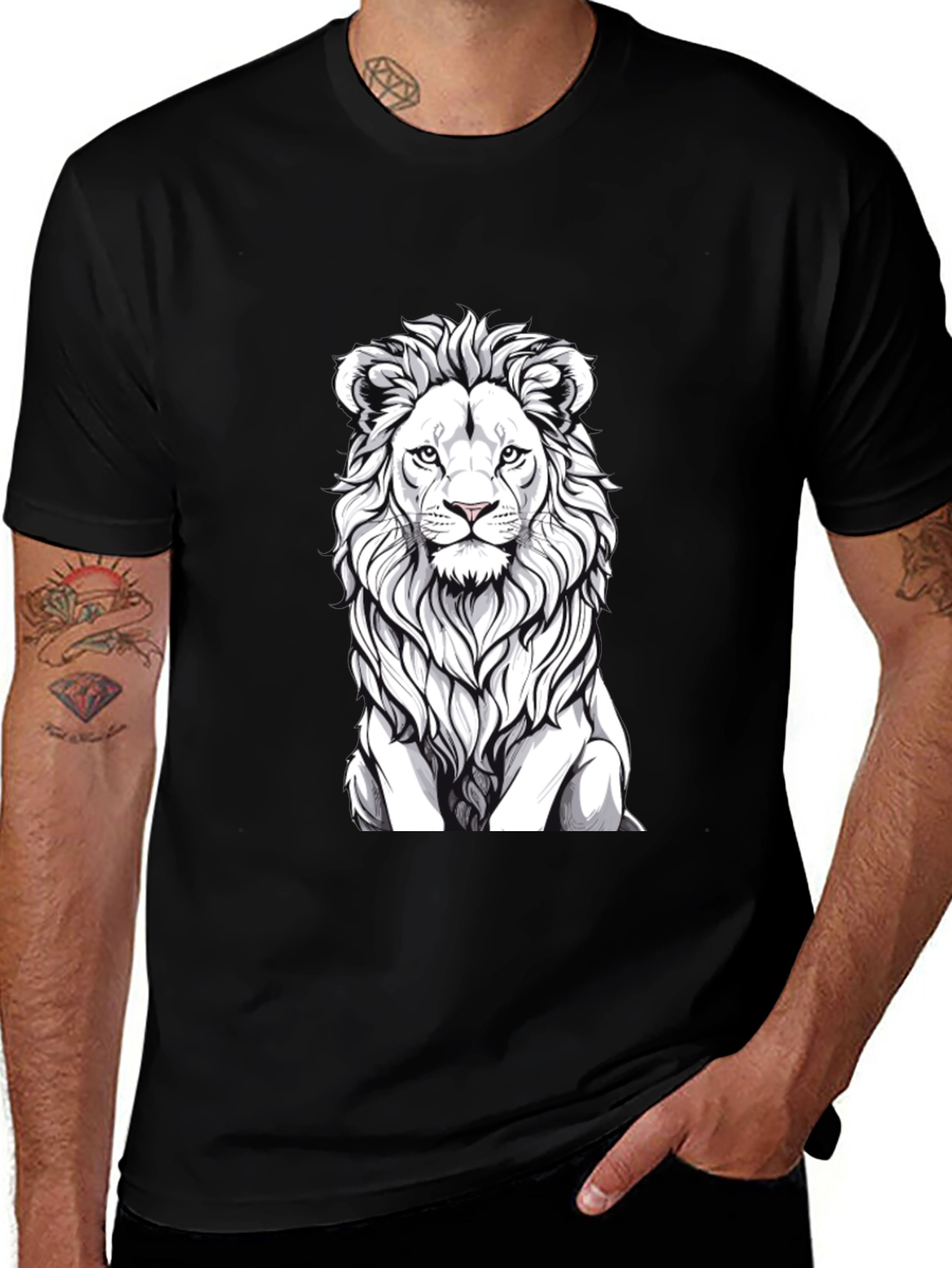 Variant 14 of Lion Graphic T-Shirt - Black