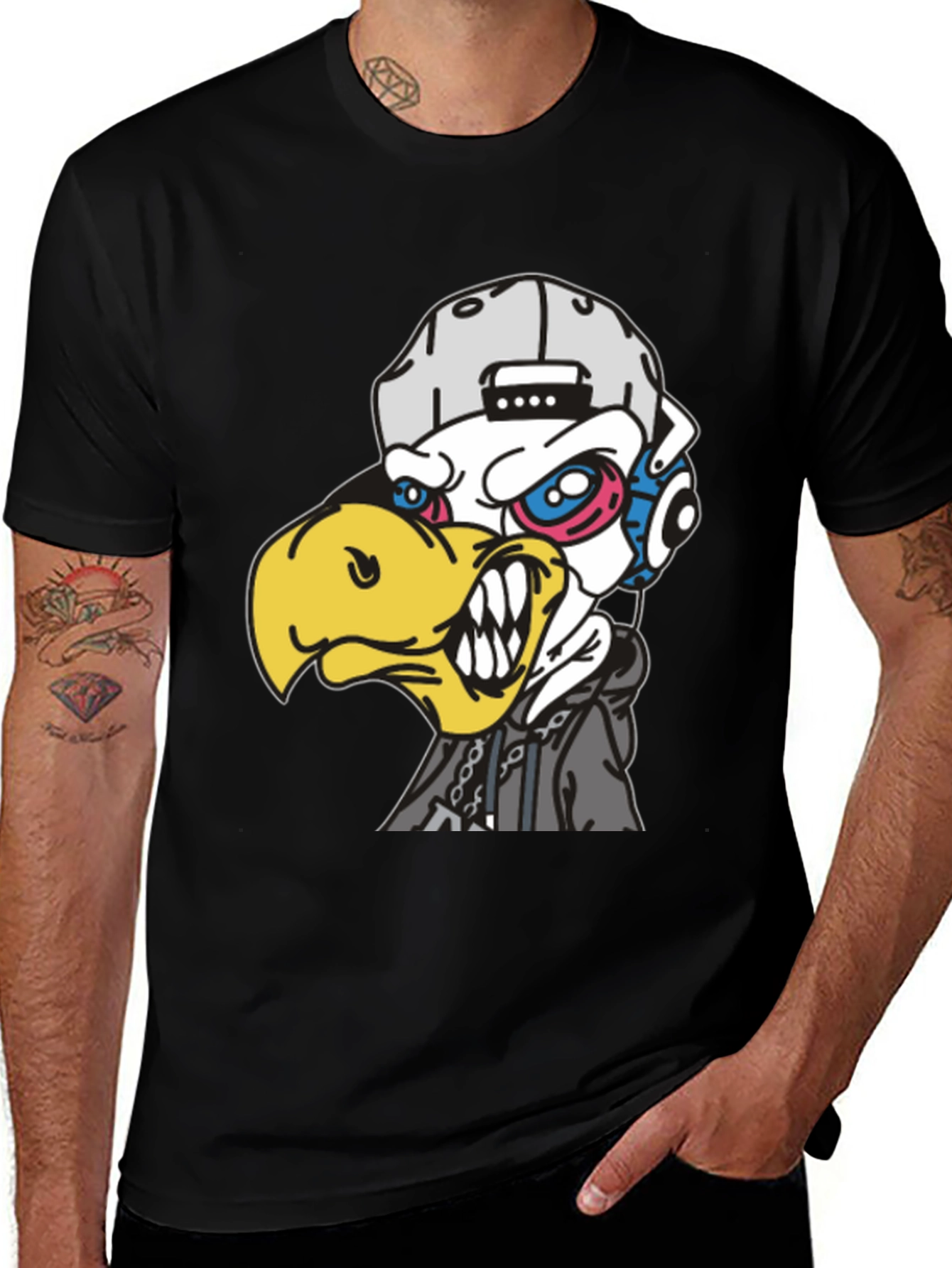 Variant 18 of Edgy Cartoon Eagle Graphic T-Shirt