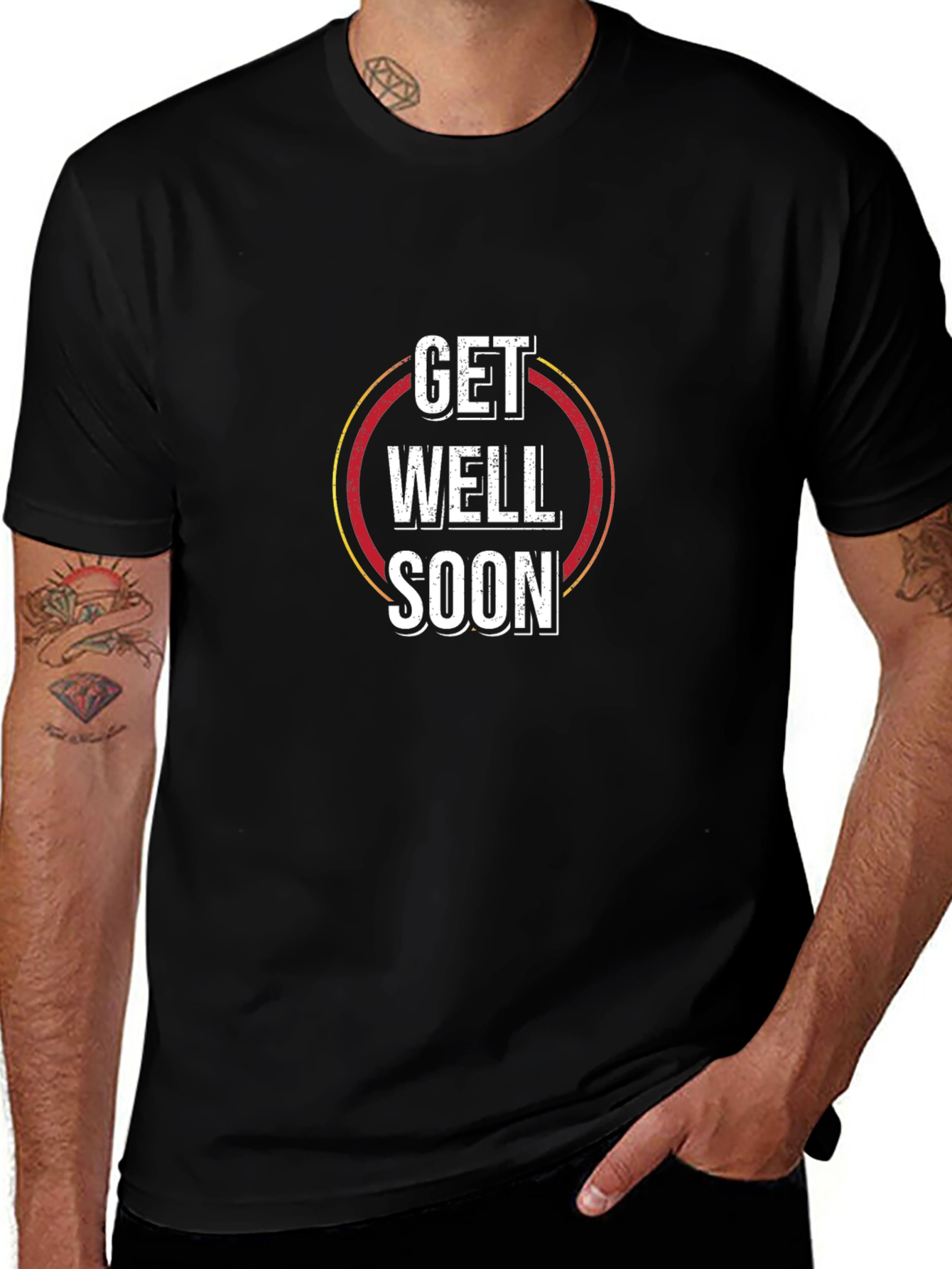 Variant 17 of Get Well Soon Graphic Tee - Black Casual T-Shirt