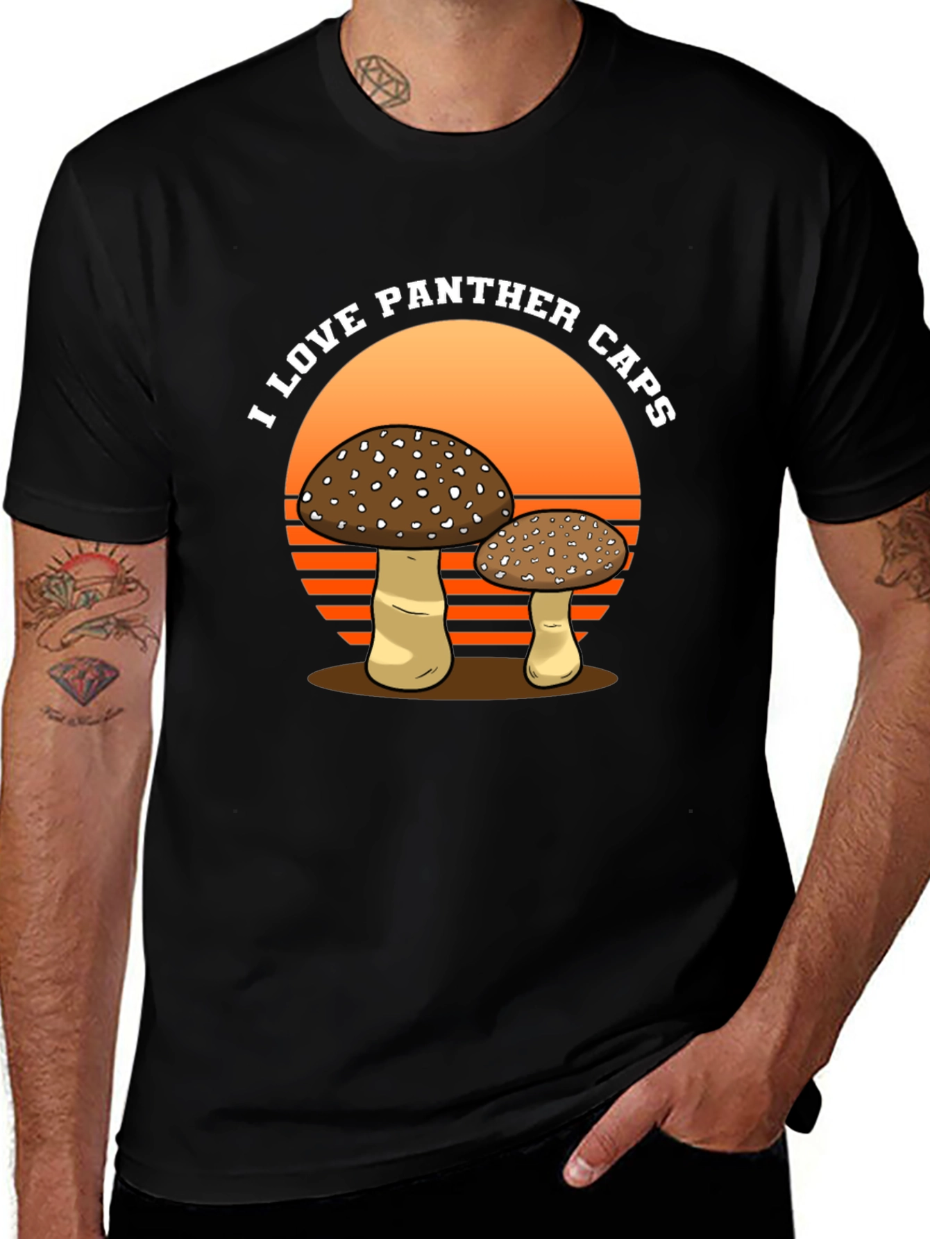 I Love Panther Caps T-Shirt Mushroom Graphic Tee